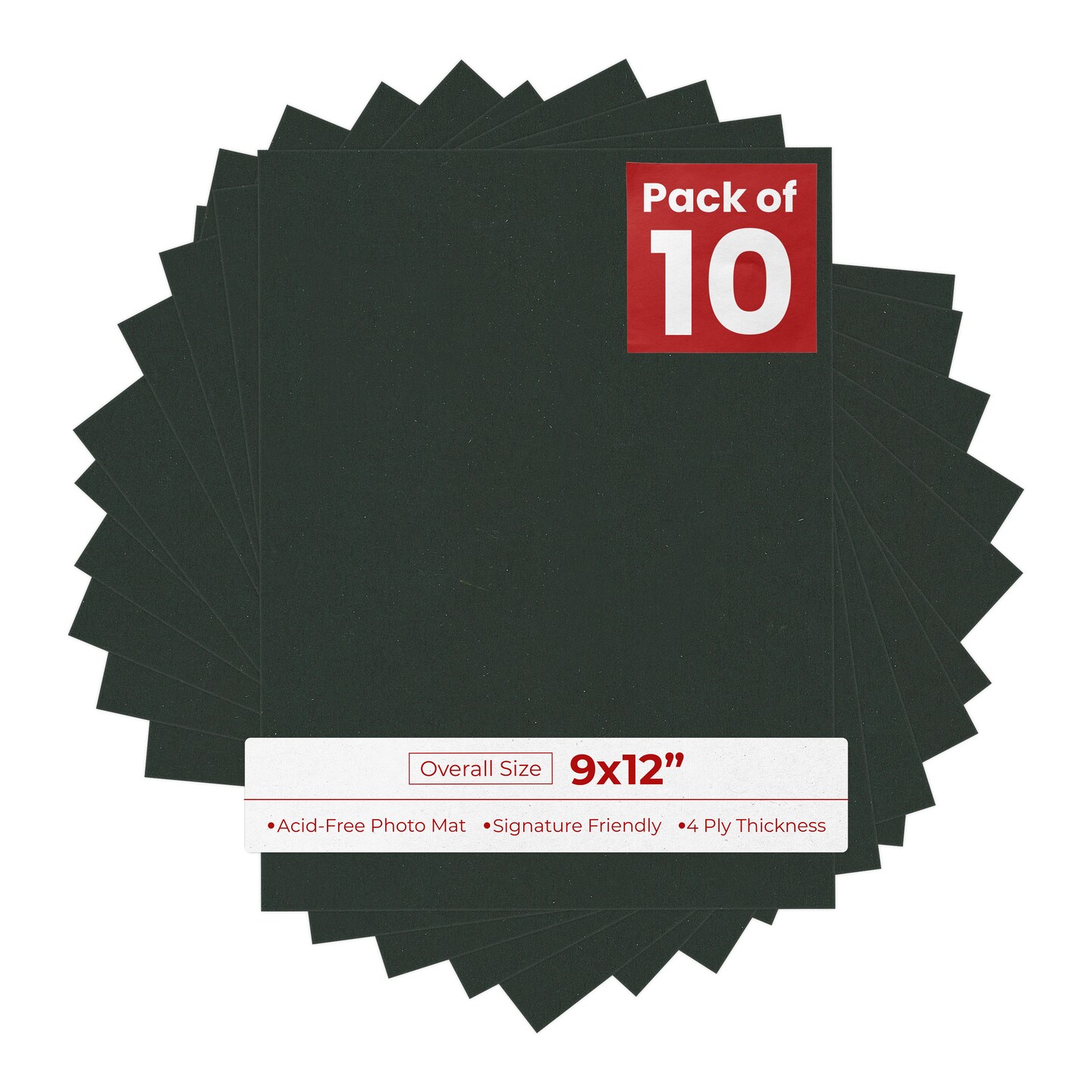 Textured Black 9x12 Uncut Mat Board - Blank Sheets, No Opening