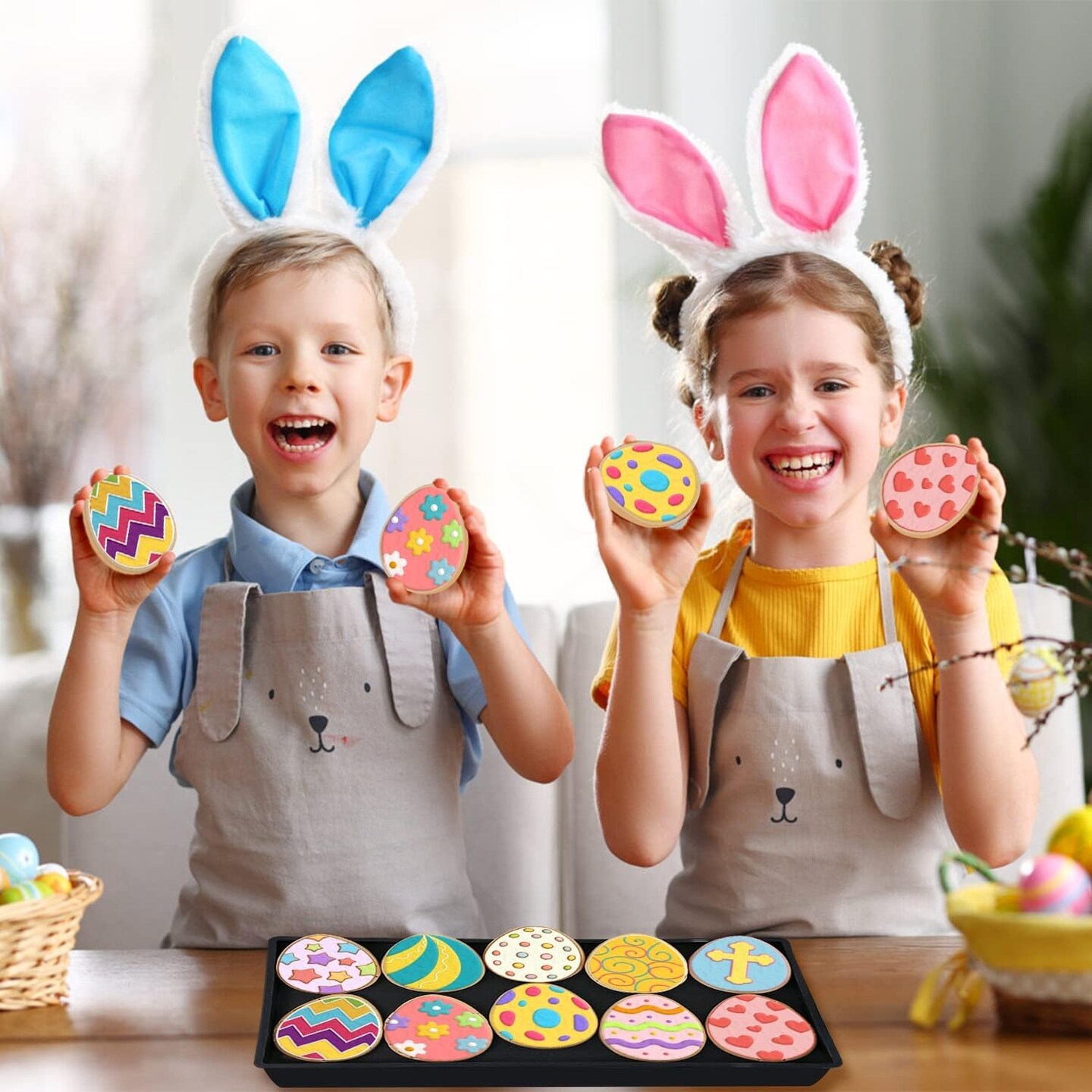 10pcs 3D Easter Egg Cookie Cutters – Plastic Biscuit & Pastry Cutter Stamp Set for Easter Party Favors, Decorations & Baking