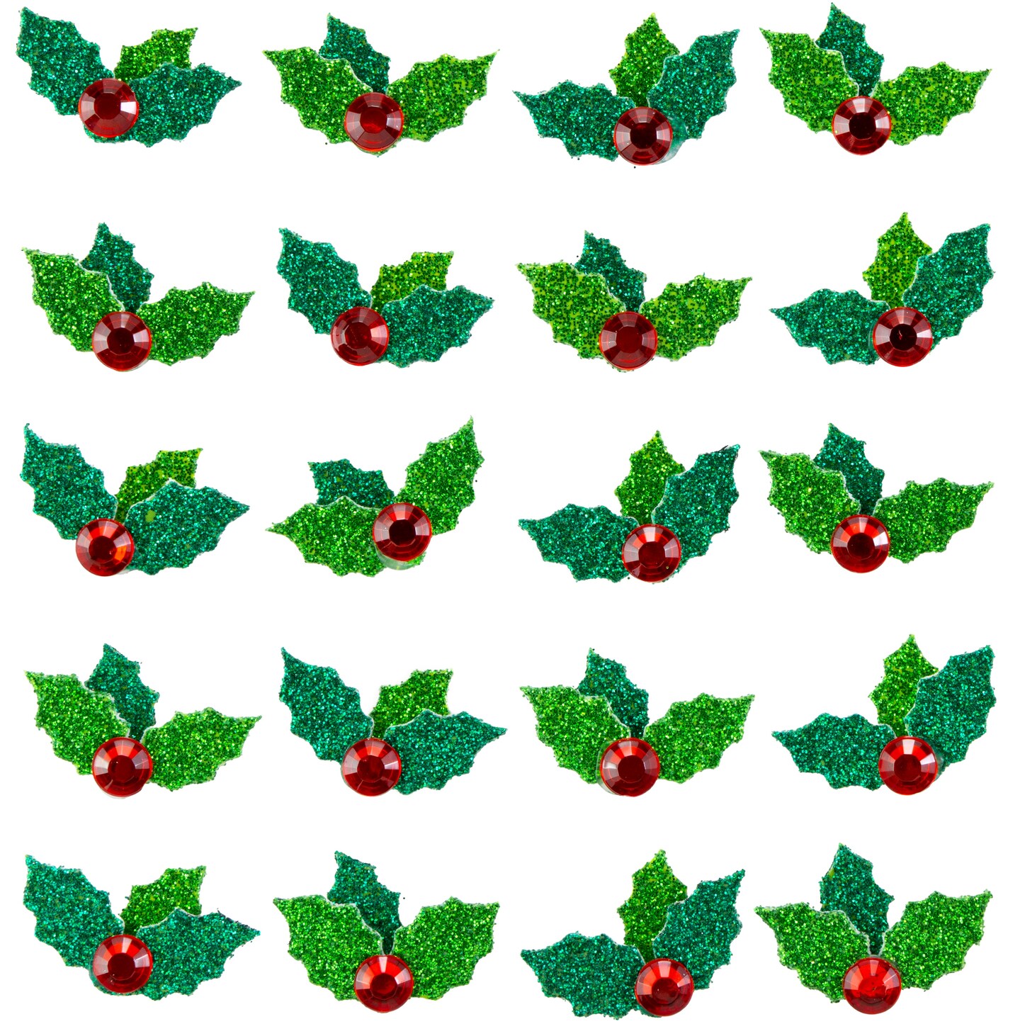Jolee's Cabochon Dimensional Repeat Stickers - Christmas Holly, 20pcs