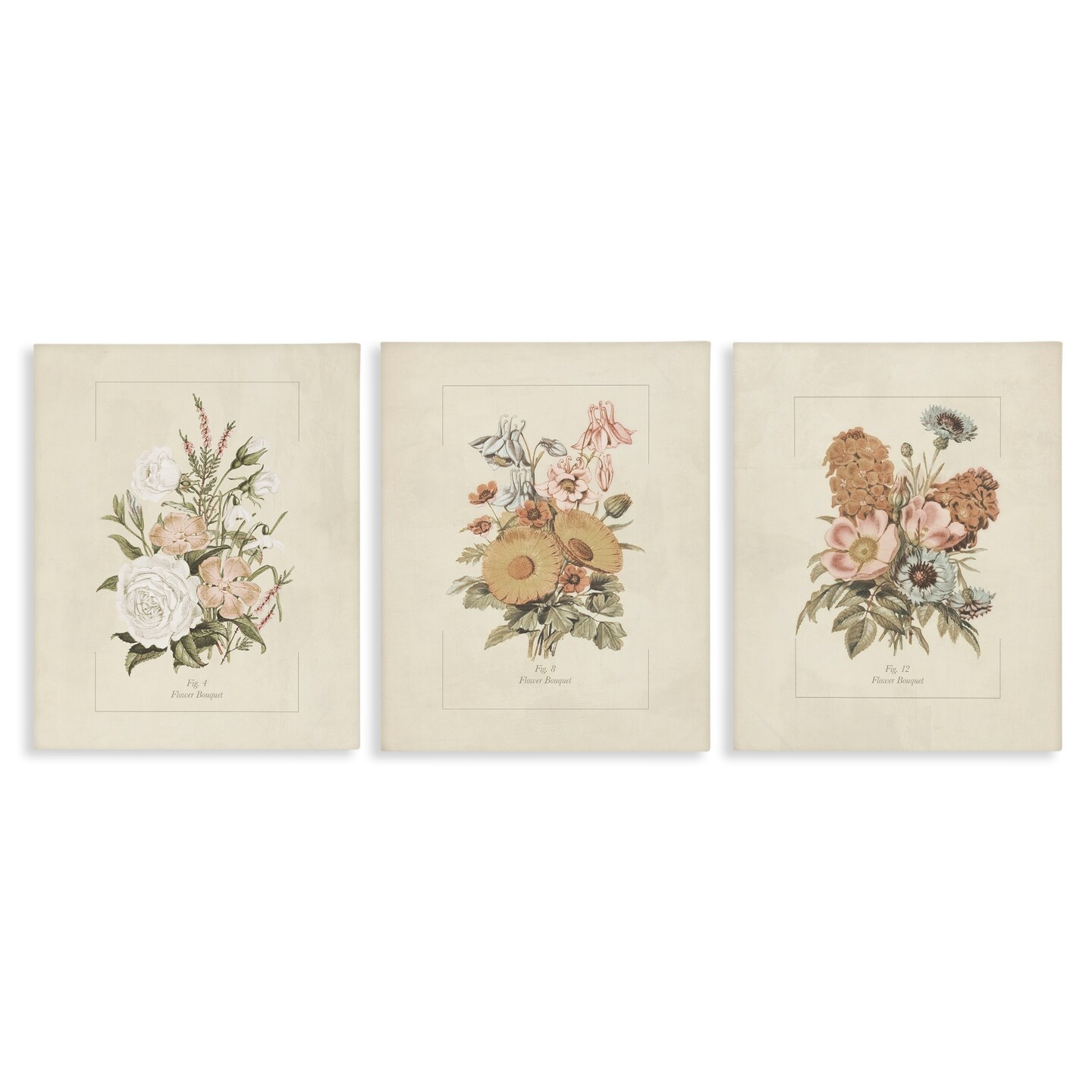 Stupell Industries Neutral Bouquet Studies 3pc Canvas Set, design by Dan Meneely