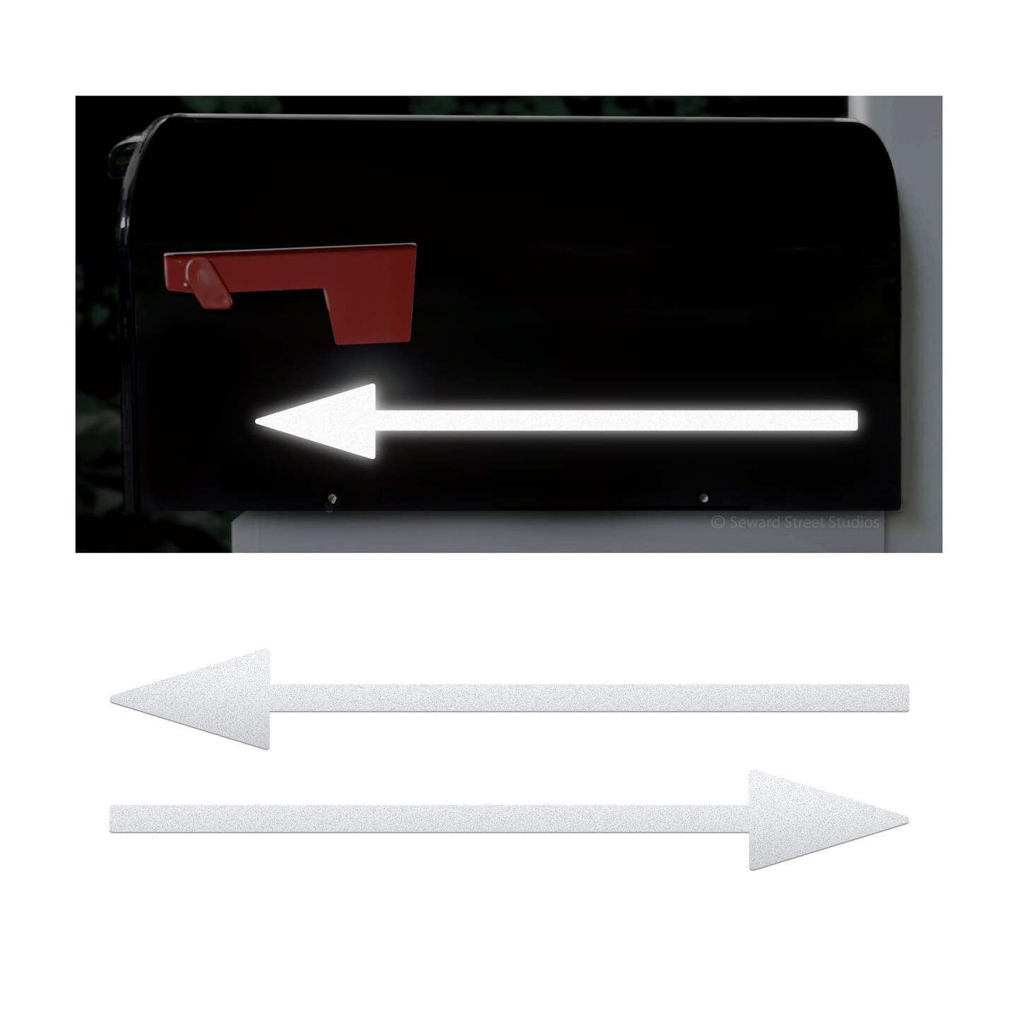 Set of 2 Reflective Mailbox Arrow Decals, Two Outdoor Arrow Stickers, New Home Gift - 1391R-SZ