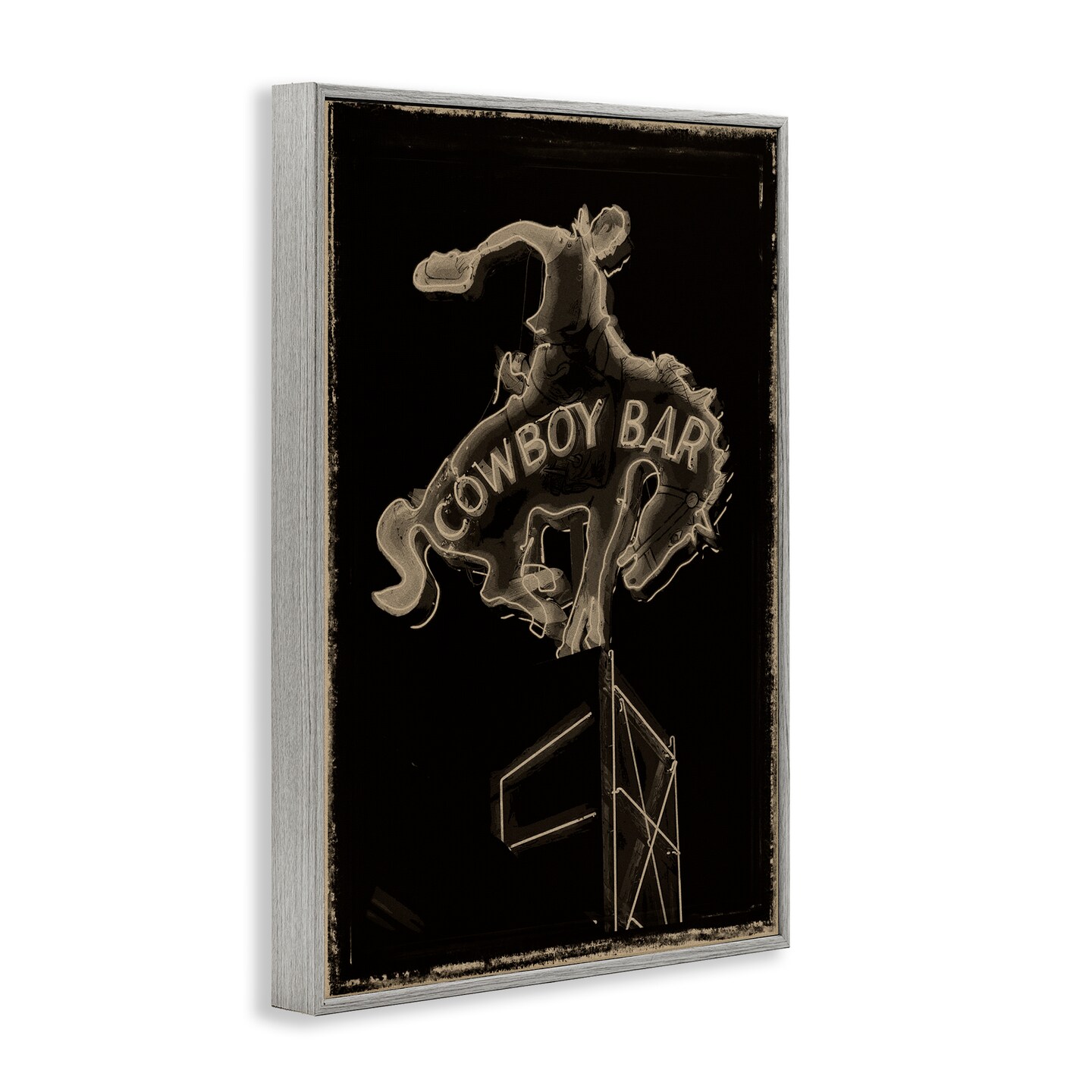 Stupell Industries Cowboy Bar on Black Framed Giclee, design by Grotto Studios