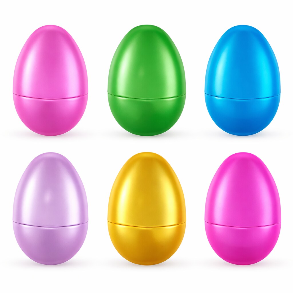 Set of 6 Large Matte Metallic Easter Eggs Fillable Plastic Hinged Eggs Premium Egg Hunt Set 3.15 Inches