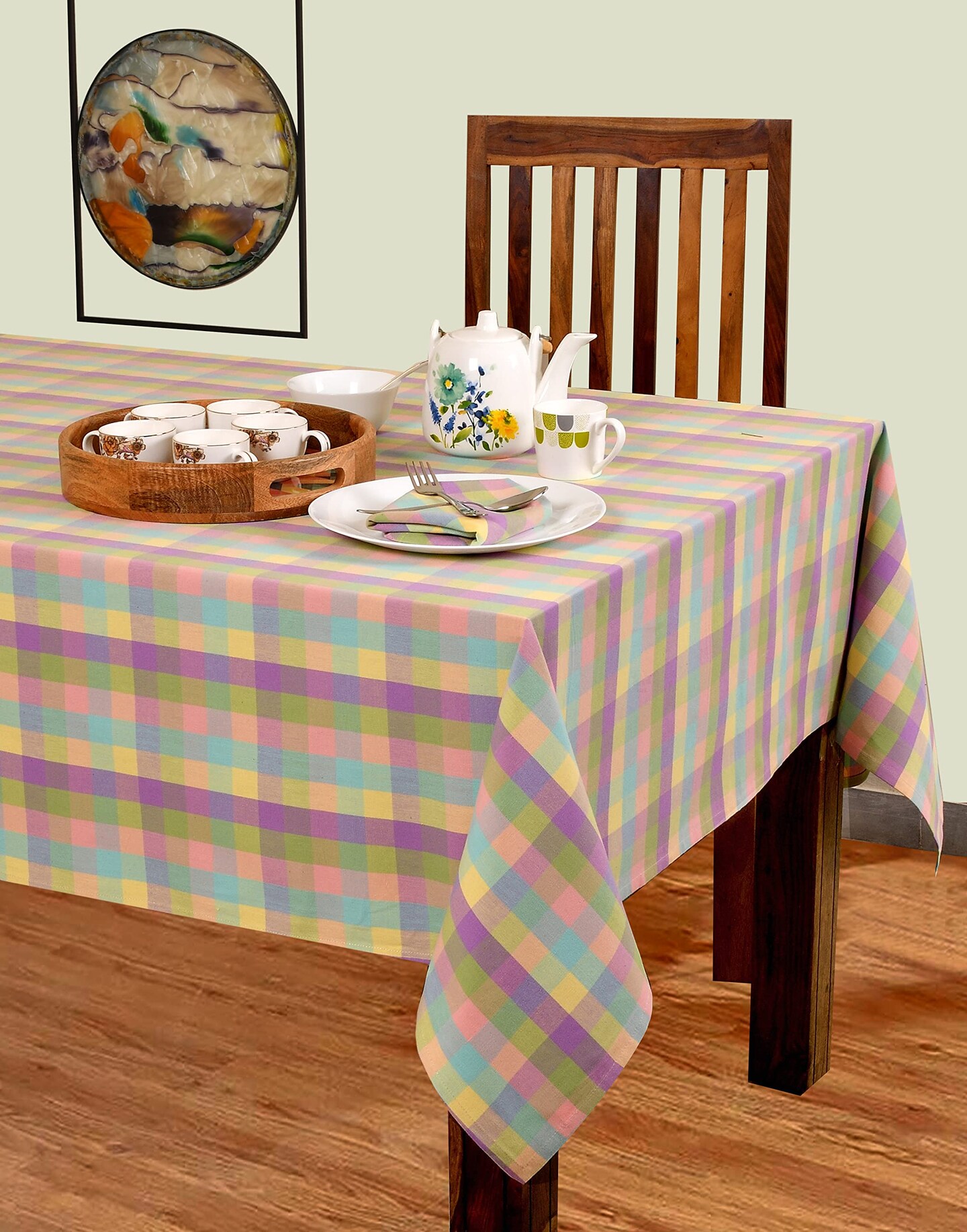 Easter Tablecloth Buffalo Check Table Cloth Tabletop Cover Kitchen Dining Tablecloth 100% Cotton Great Parties Wedding Holiday Dinner Easter Rectangle 60X84 Inches 6-8 Seats Table Cloth