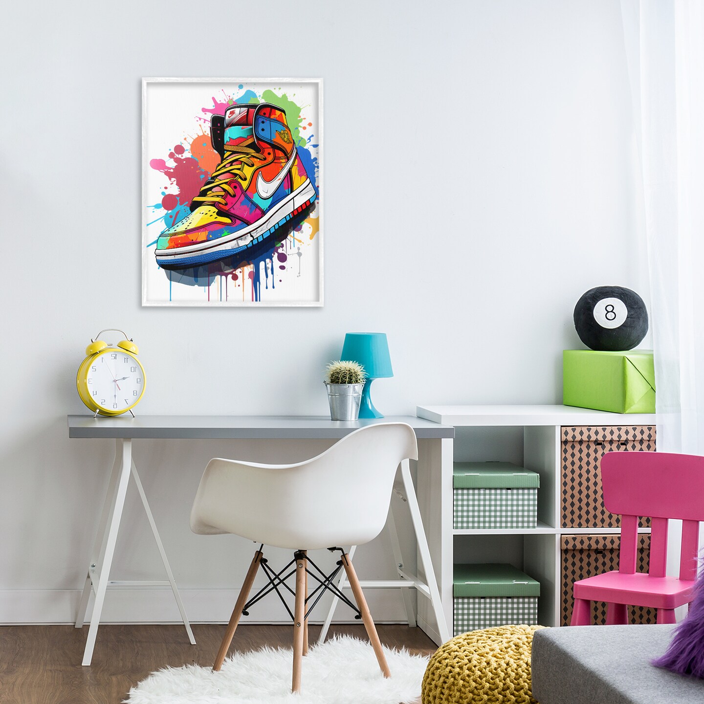 Stupell Industries Graffiti Sneaker on White Framed Giclee, design by Creative Studio