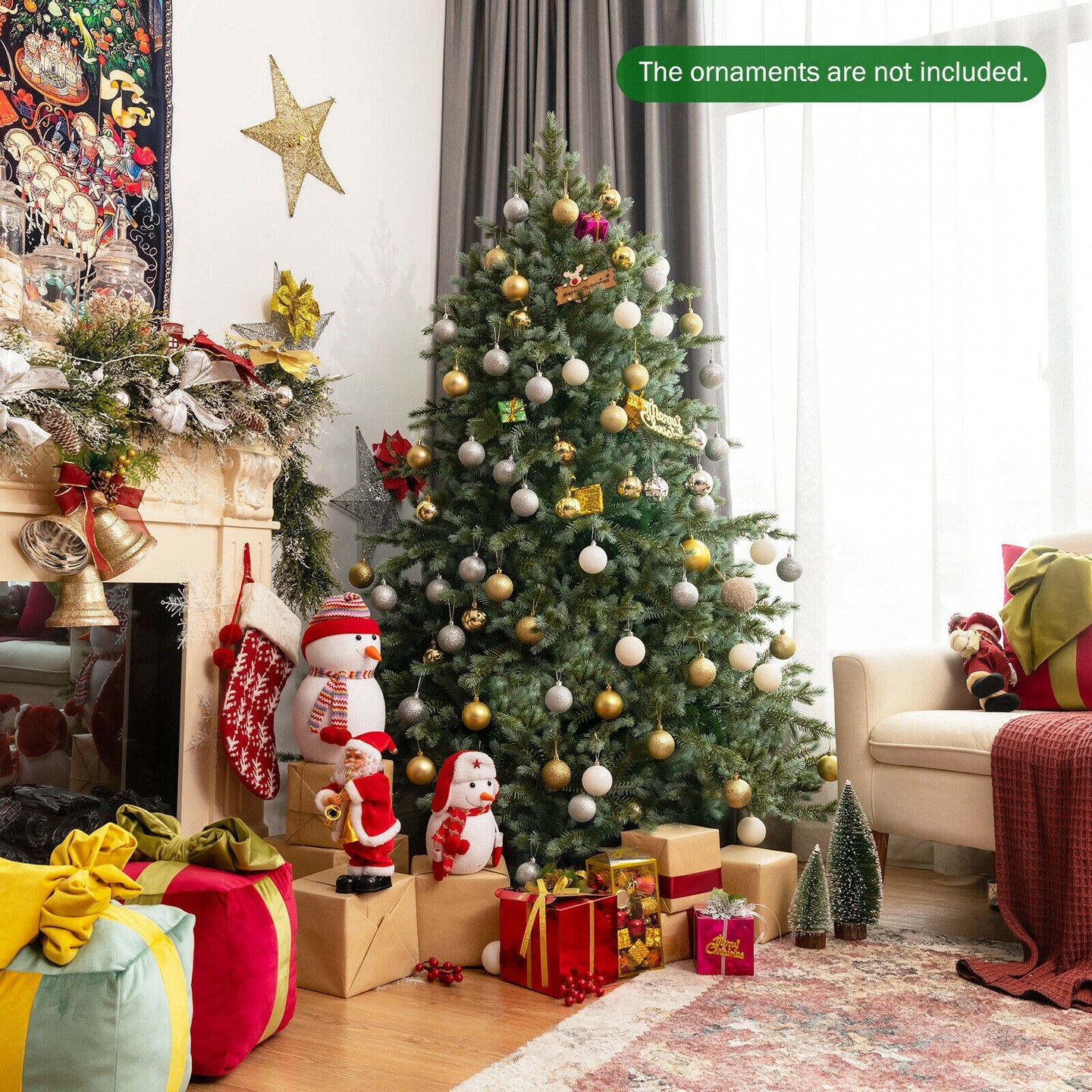 Green PVC Artificial Christmas Tree with 892 Tips Metal Stand 6 ft
