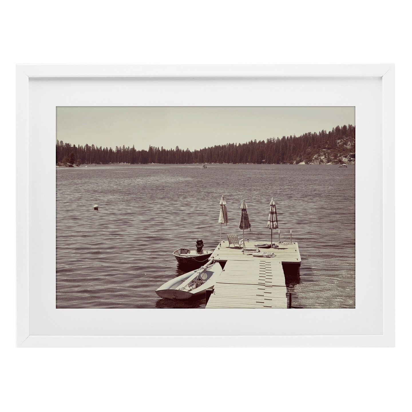 Stupell Industries Vintage Lake Life Dock Framed Print Under Glass, design by Gemma Bardot
