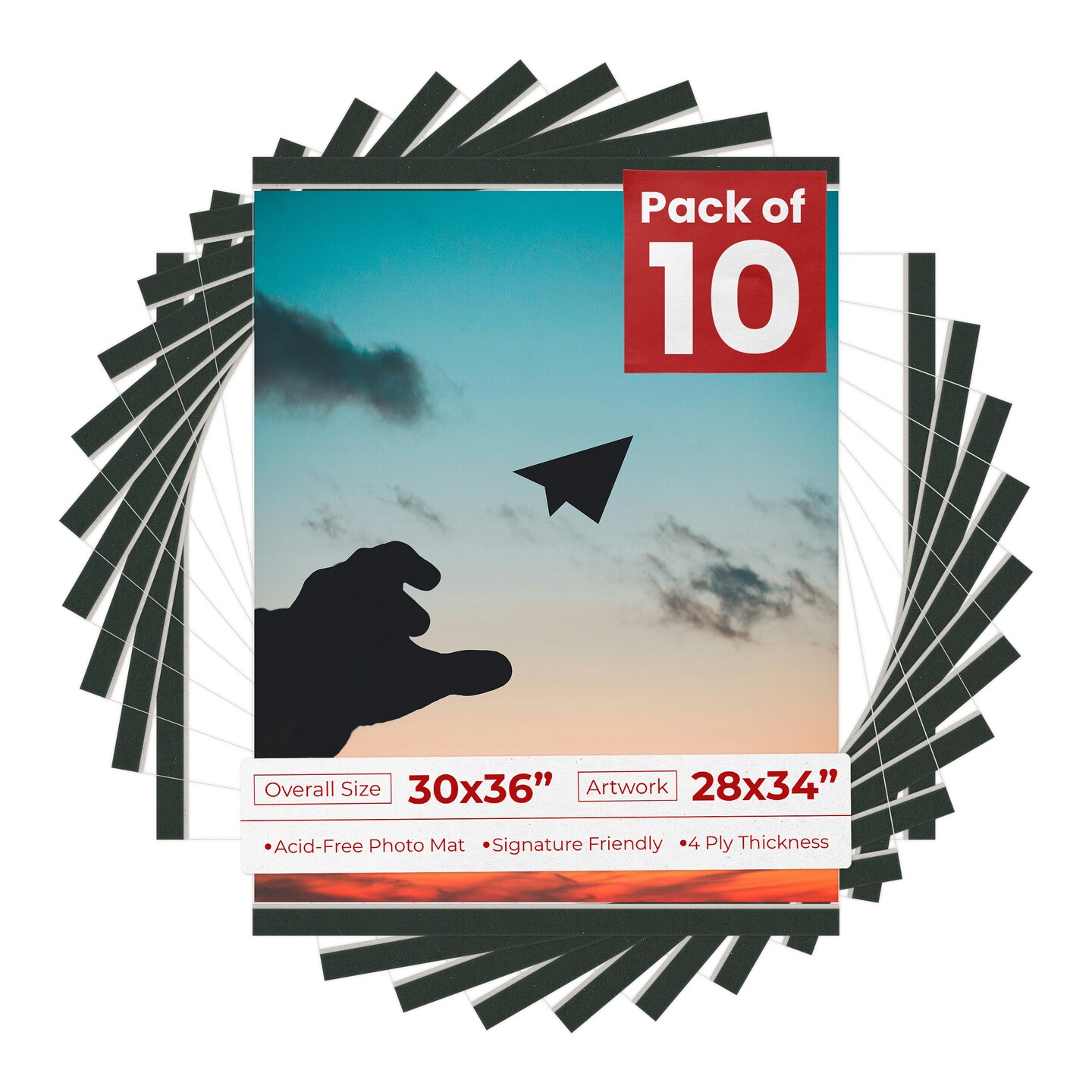 Textured Black Mat Board for 30x36 Frames - Fits 28x34 Photos