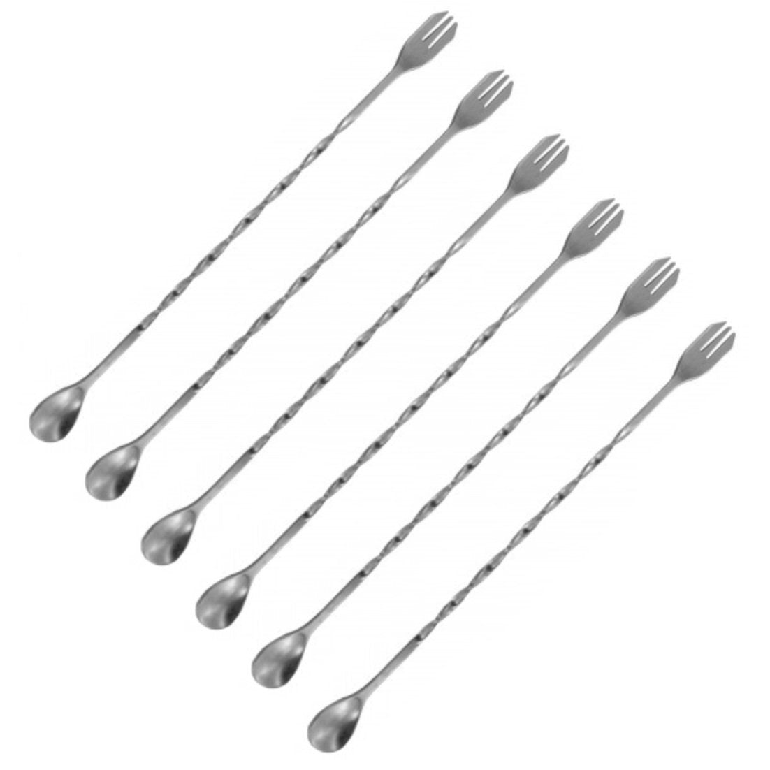 Handy Housewares 10" Twisted Stainless Steel Cocktail Drink Mixing Bar Spoon with Garnish Fork