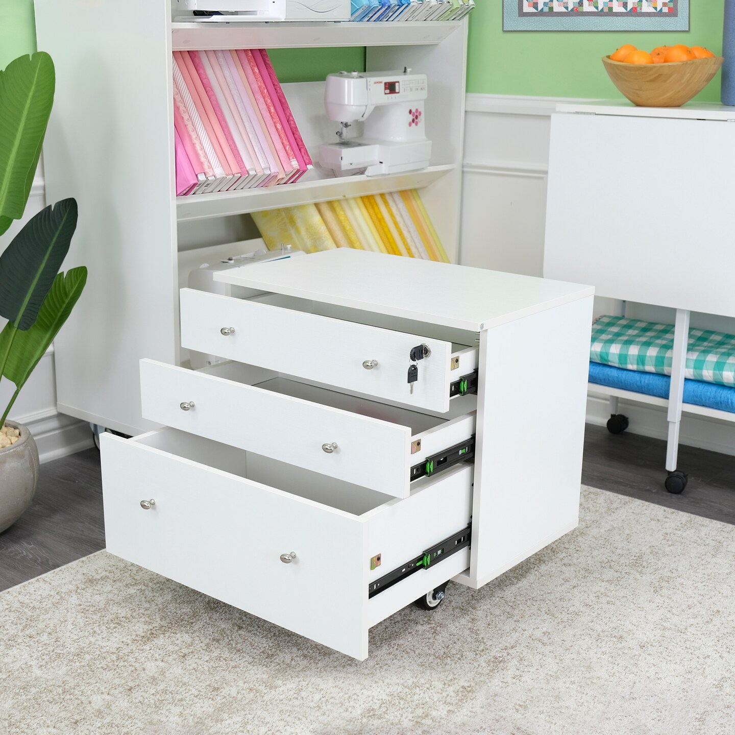 Arrow Sewing Furniture Joey Storage Cabinet with Drawers & Rolling Casters