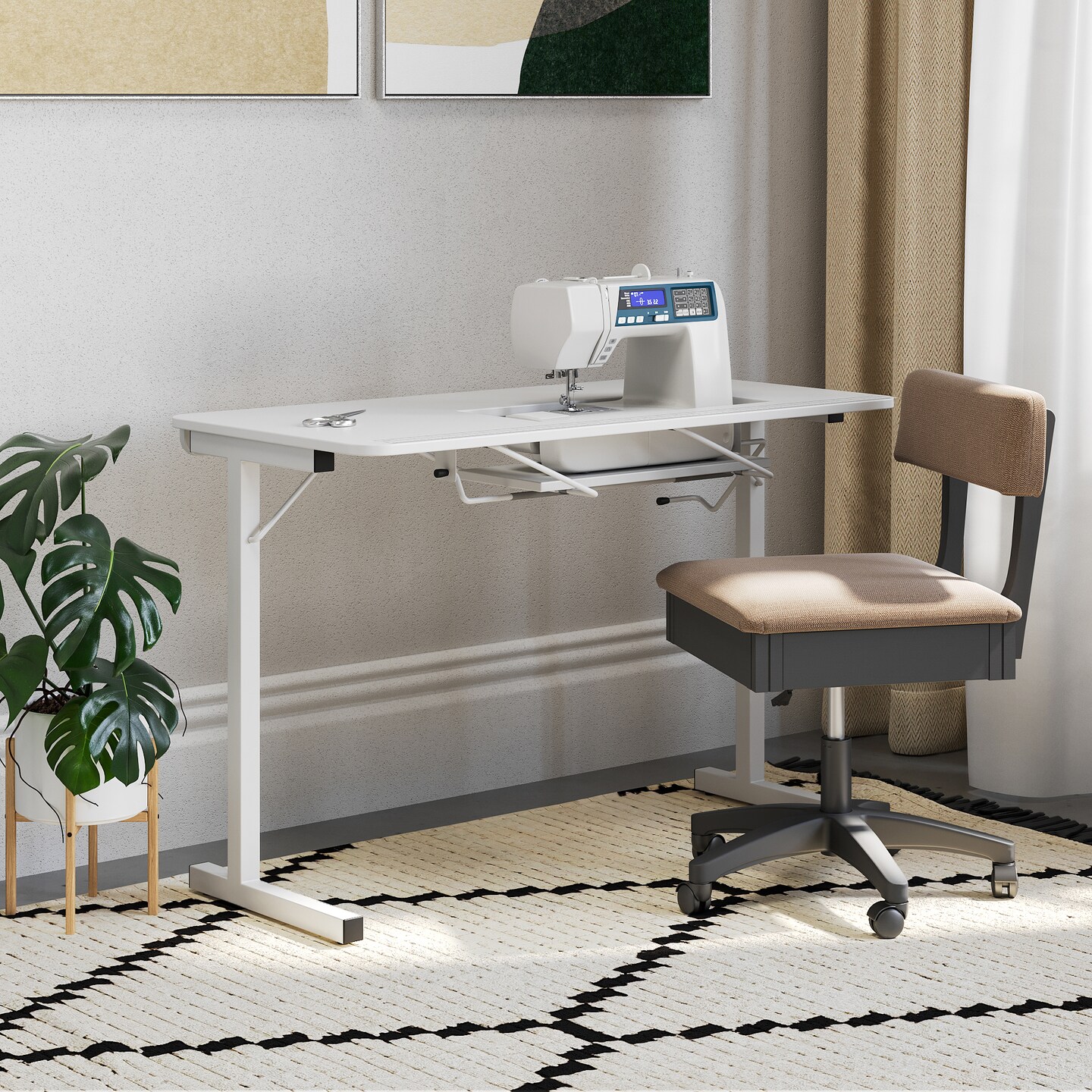 Arrow Classic Sewing Furniture Gidget I Sewing Table – Adjustable Sewing Machine Table, Compact Foldable Craft Desk