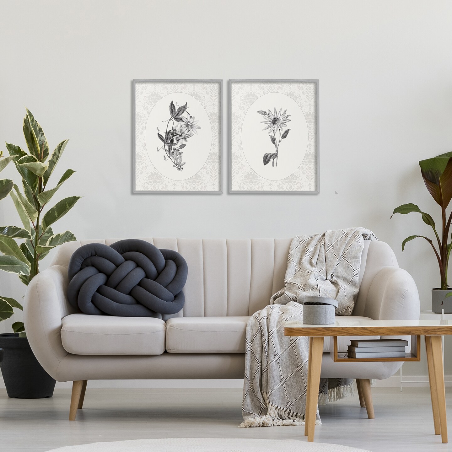 Stupell Industries Vintage Flowers & Lace 2pc Framed Giclee Set, design by CAD Designs