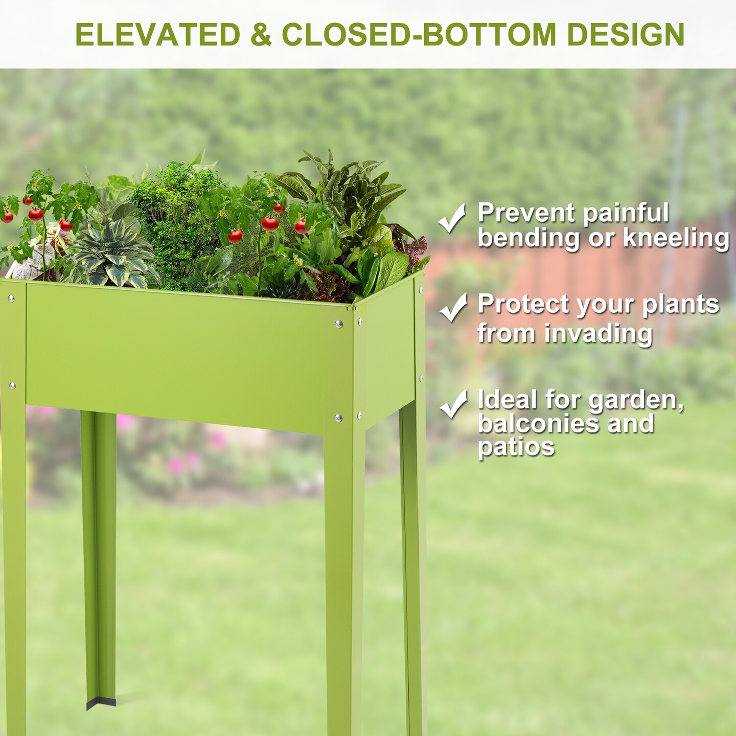 Fruit Green Elevated Garden Planter Galvanized Steel Large Space Durable