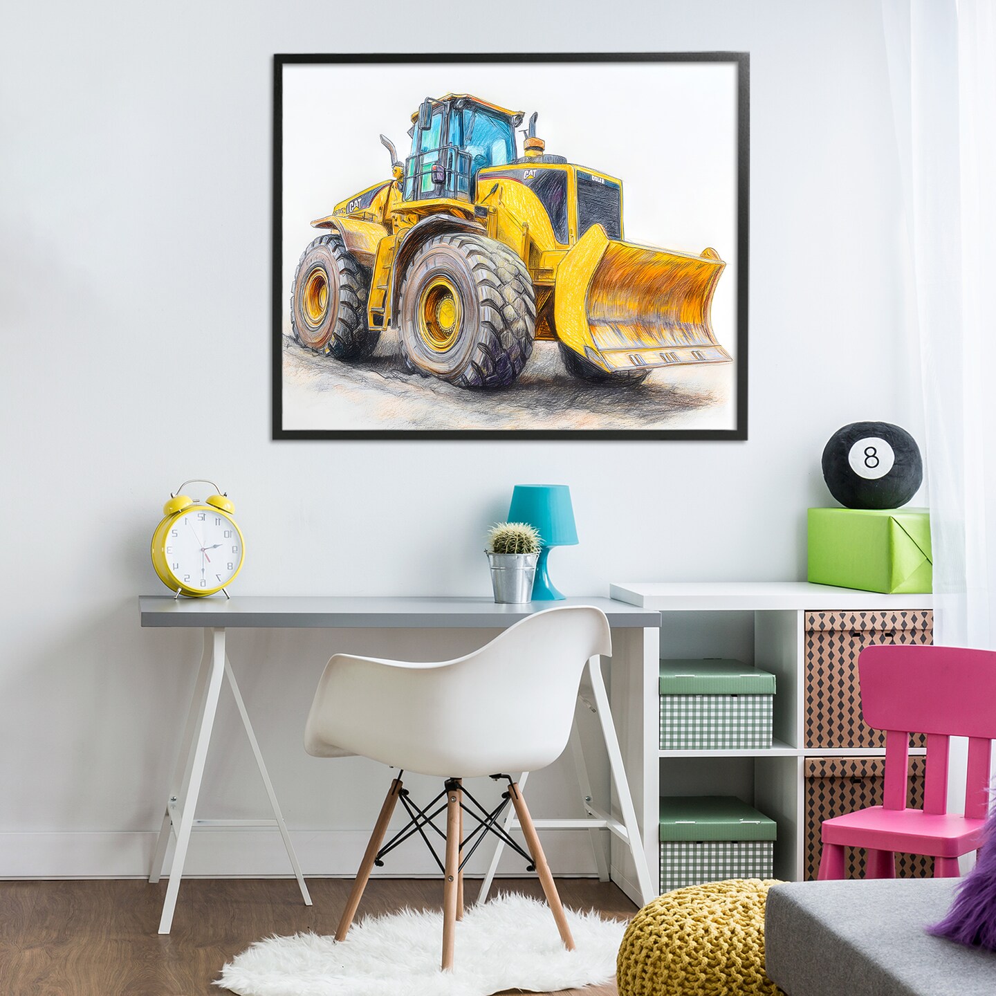 Stupell Industries Industrial Excavator Drawing Framed Giclee, design by Steve Hunziker