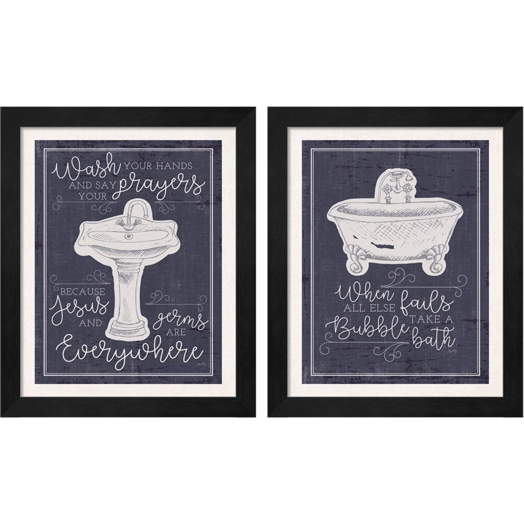 Wash Your Hands & Bubble Bath by Misty Michelle, 2 Piece Black Framed Art Set
