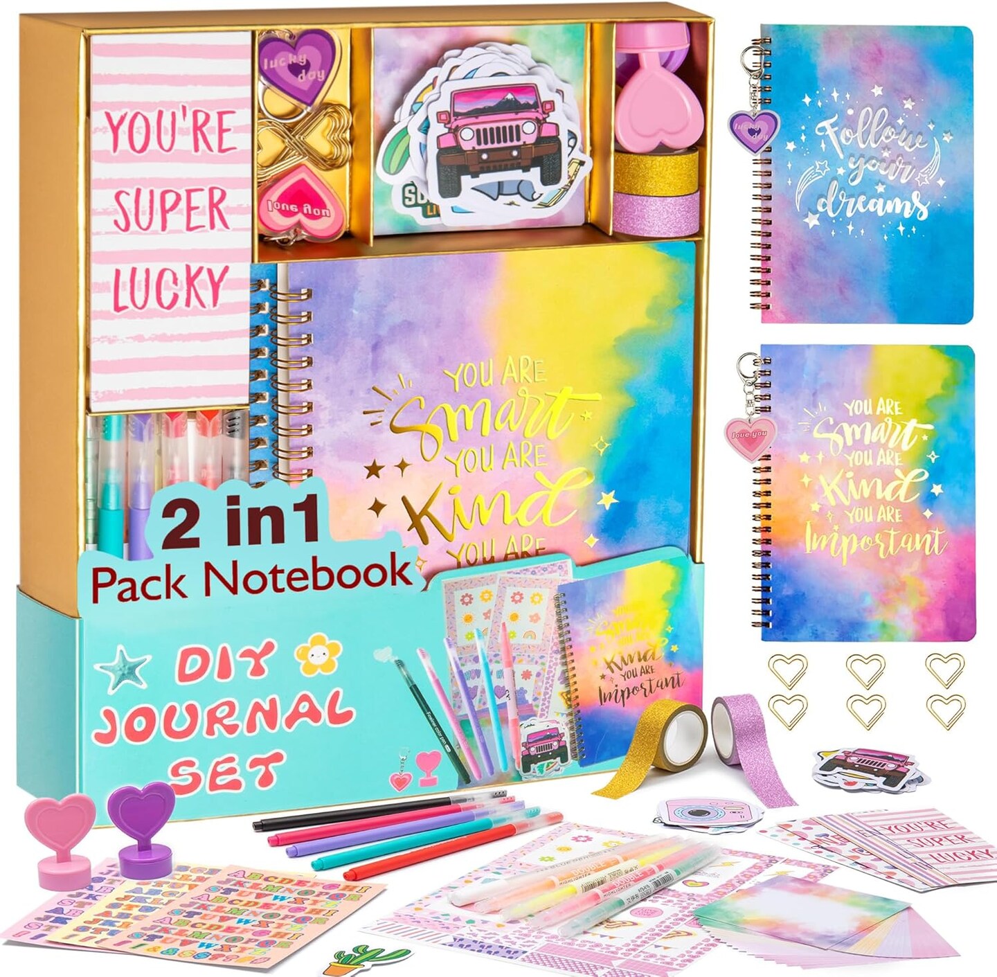 DIY Journal Kit for Teen Girls, Stationary & Diary Set with Stickers,Make Your Own Art Crafts Journaling Kit for Tween, Scrapbook Art Crafts Kit Teen Girl Birthday Gift Idea