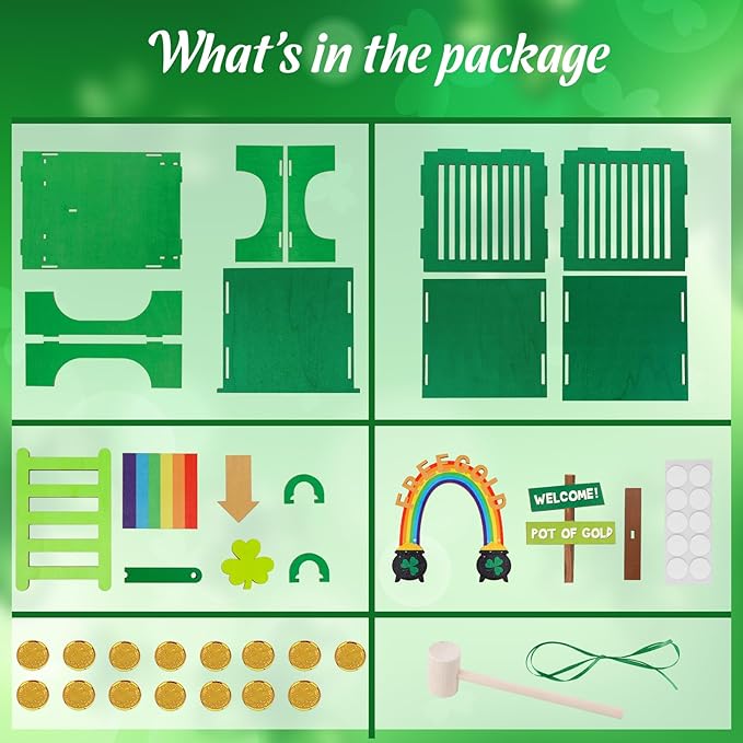 St Patricks Day Crafts for Kids: Leprechaun Trap DIY Kit Arts Toys Gifts for Classroom Activities Party Supplies Decorations - Style 5