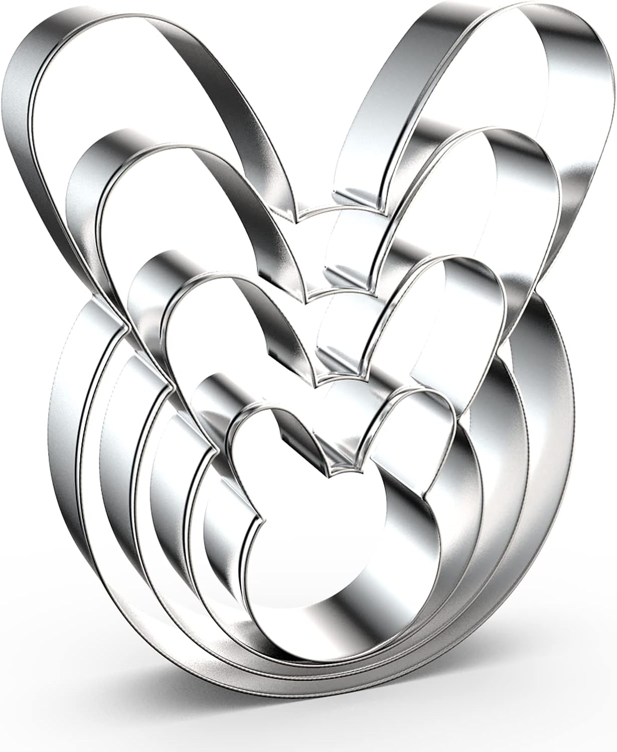 Large Easter Baking Bunny Cookie Cutter Set – 4 Piece Easter Rabbit Head Face Shaped Cookie Cutters (5", 4", 3", 2") – Stainless Steel