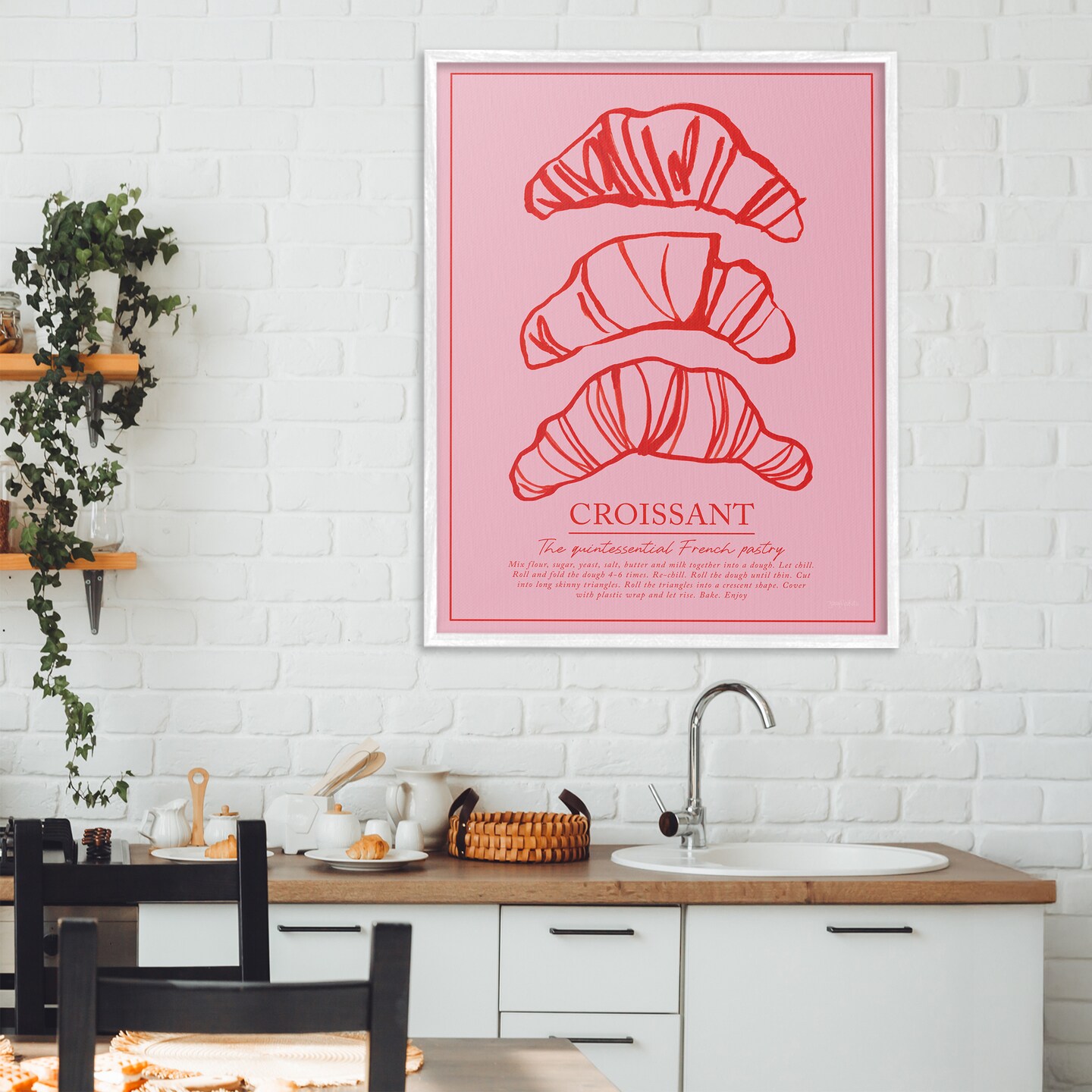 Stupell Industries Croissant Breakfast Pastry Framed Giclee, design by Jenaya Jackson