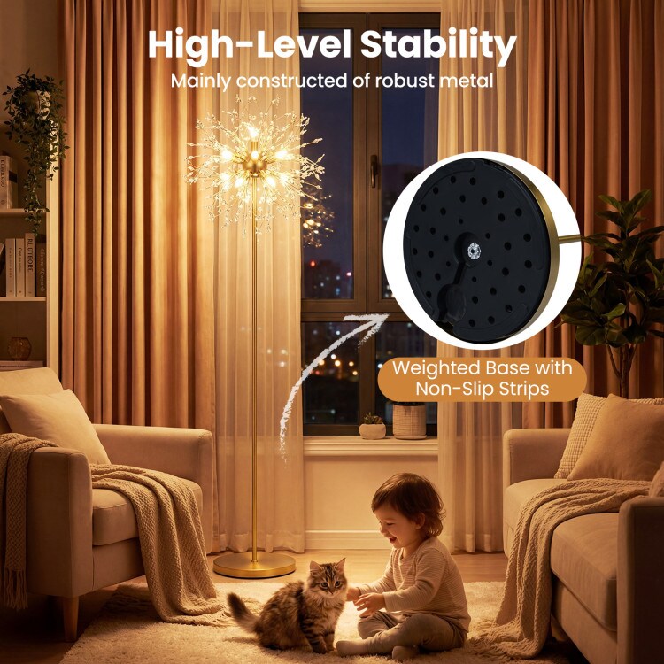 63-Inch Decorative Floor Lamp with Sparkling Acrylic Crystals