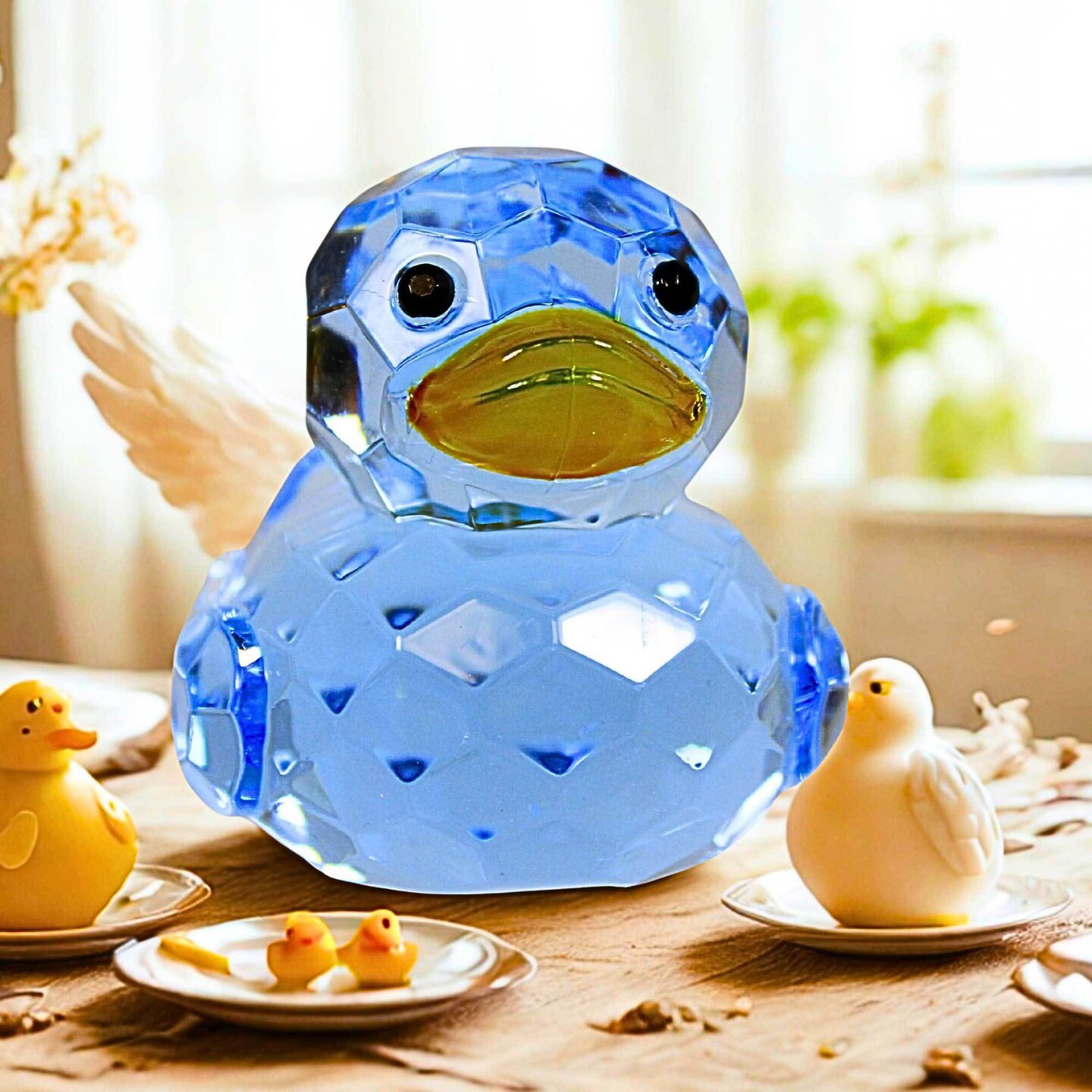 Crystal Expressions 2.25 In Sweet Duck Everyday Figurine , Lightweight Spring Decor Faceted Duck