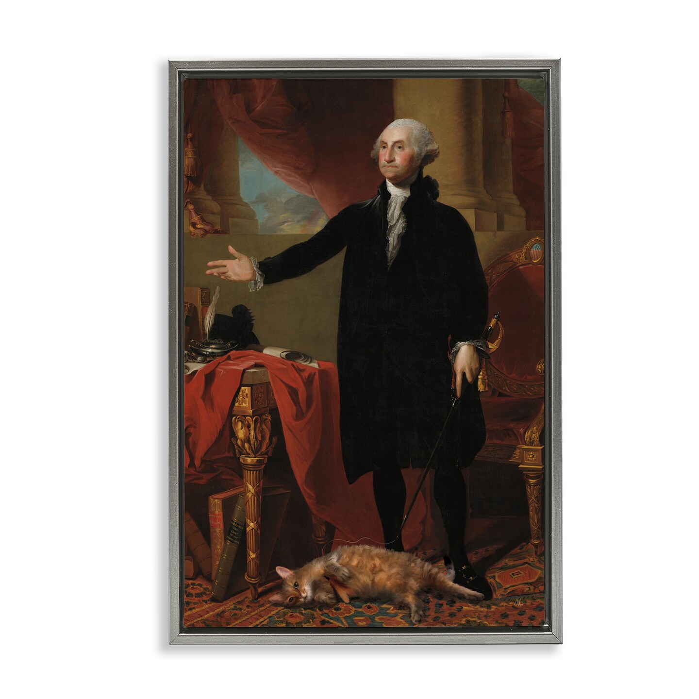 Stupell Industries Purrsuit Of Liberty Historical Cat Floating Frame, design by Sarah Adams