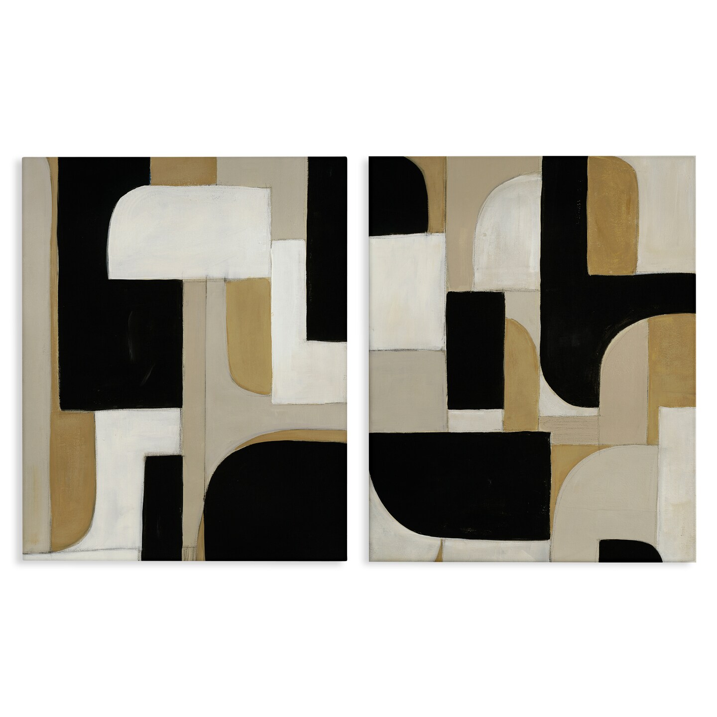 Stupell Industries Neutrals & Black Geometrics 2pc Canvas Set, design by Kippi Leonard