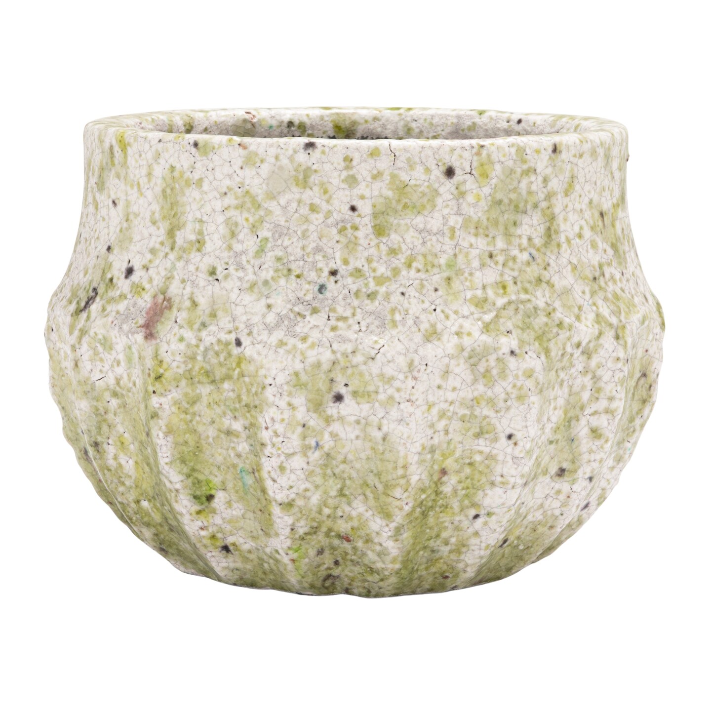 Hello Honey Terra-cotta Planter with Crackle Glaze and Terrazzo Finish