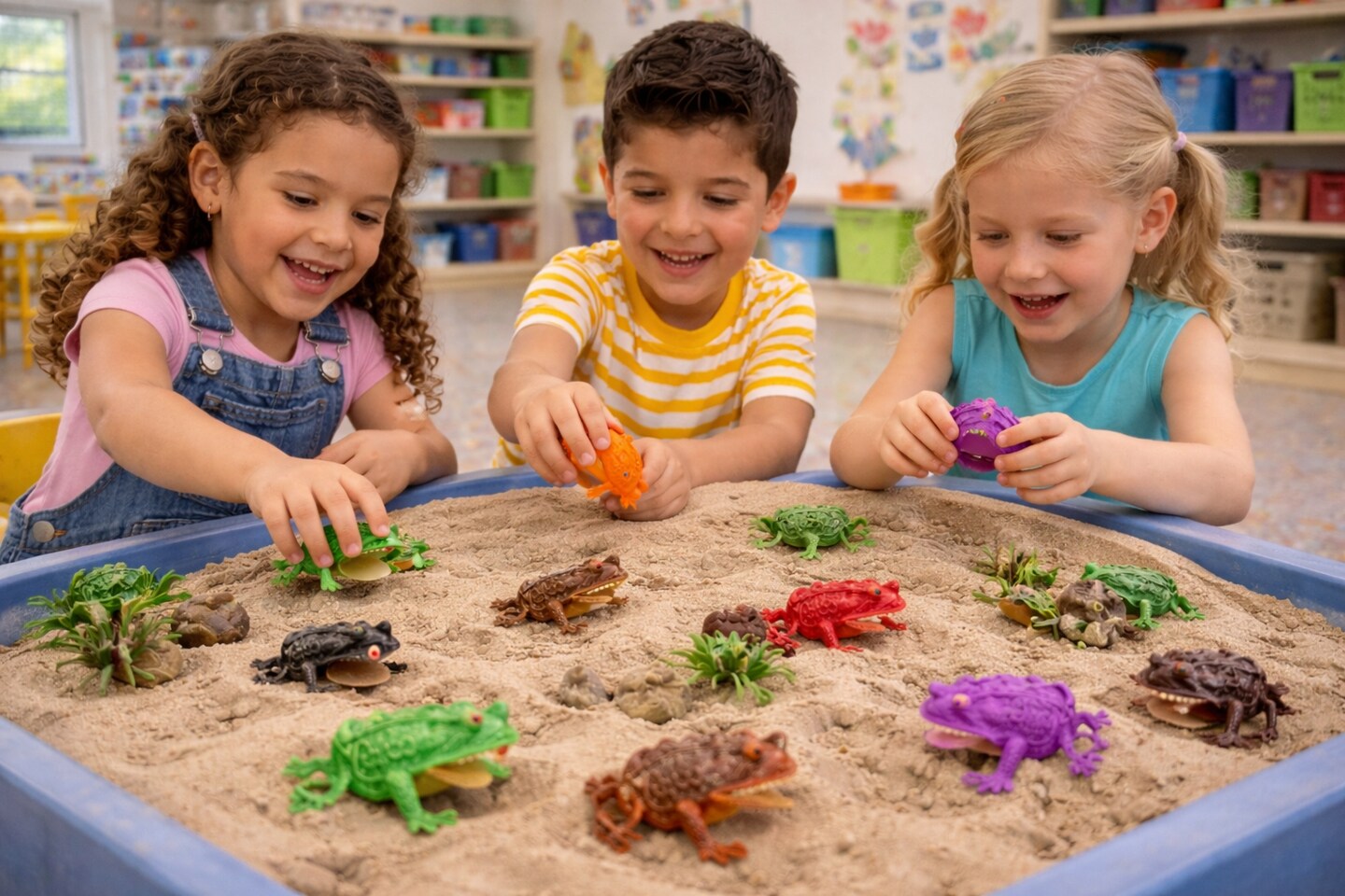 Plastic Toy Frogs 12-Pack – 3" Assorted Color Frog Figures for Kids Party Favors, Classroom Prizes & Sensory Play