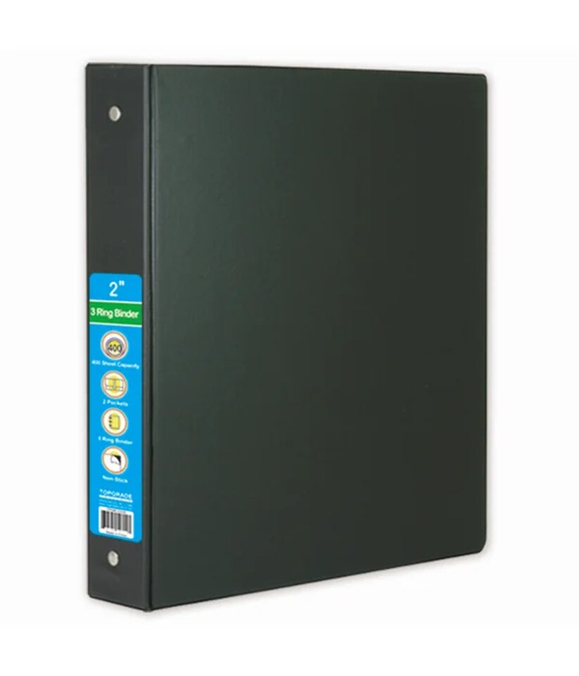 Black View Binder 0.5 Inch – 3 Ring Binder with Interior Pockets for School, Office, Classroom & Project Organization