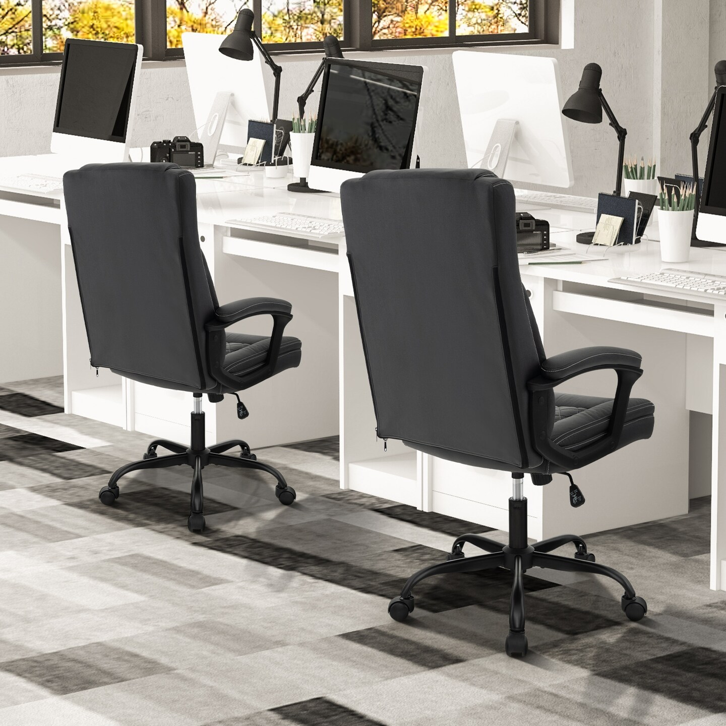 Black Executive Office Chair Ergonomic High Back with Headrest