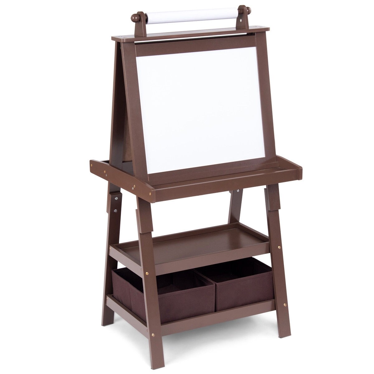 Kids Easel Double Sided Blackboard Whiteboard Art Station Brown