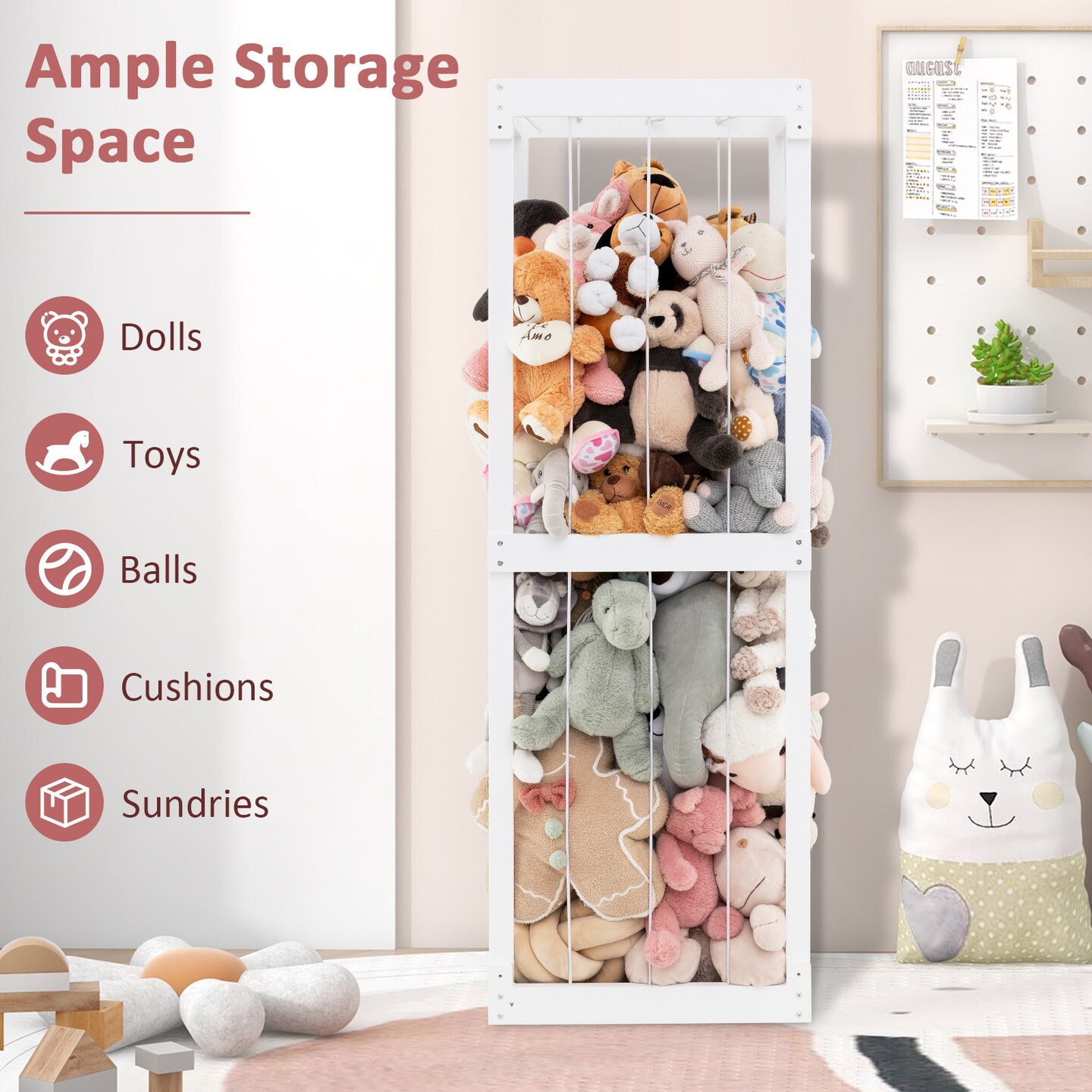 White Kids Toy Storage Organizer 300L Large Capacity Birch Wood Plywood