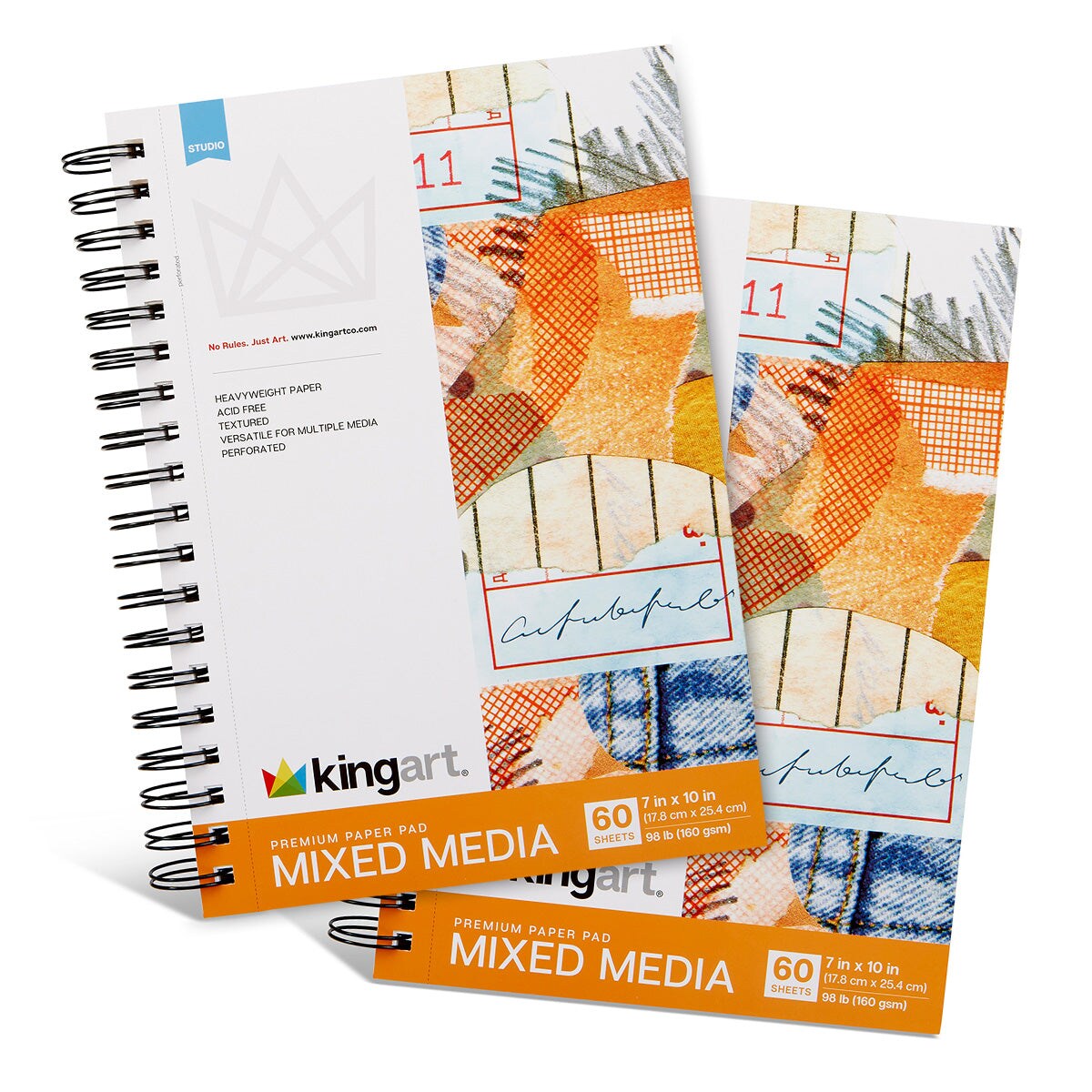 KINGART® Mixed Media Sketchbooks – 7" x 10" (2 Pack, 60 Sheets Each)