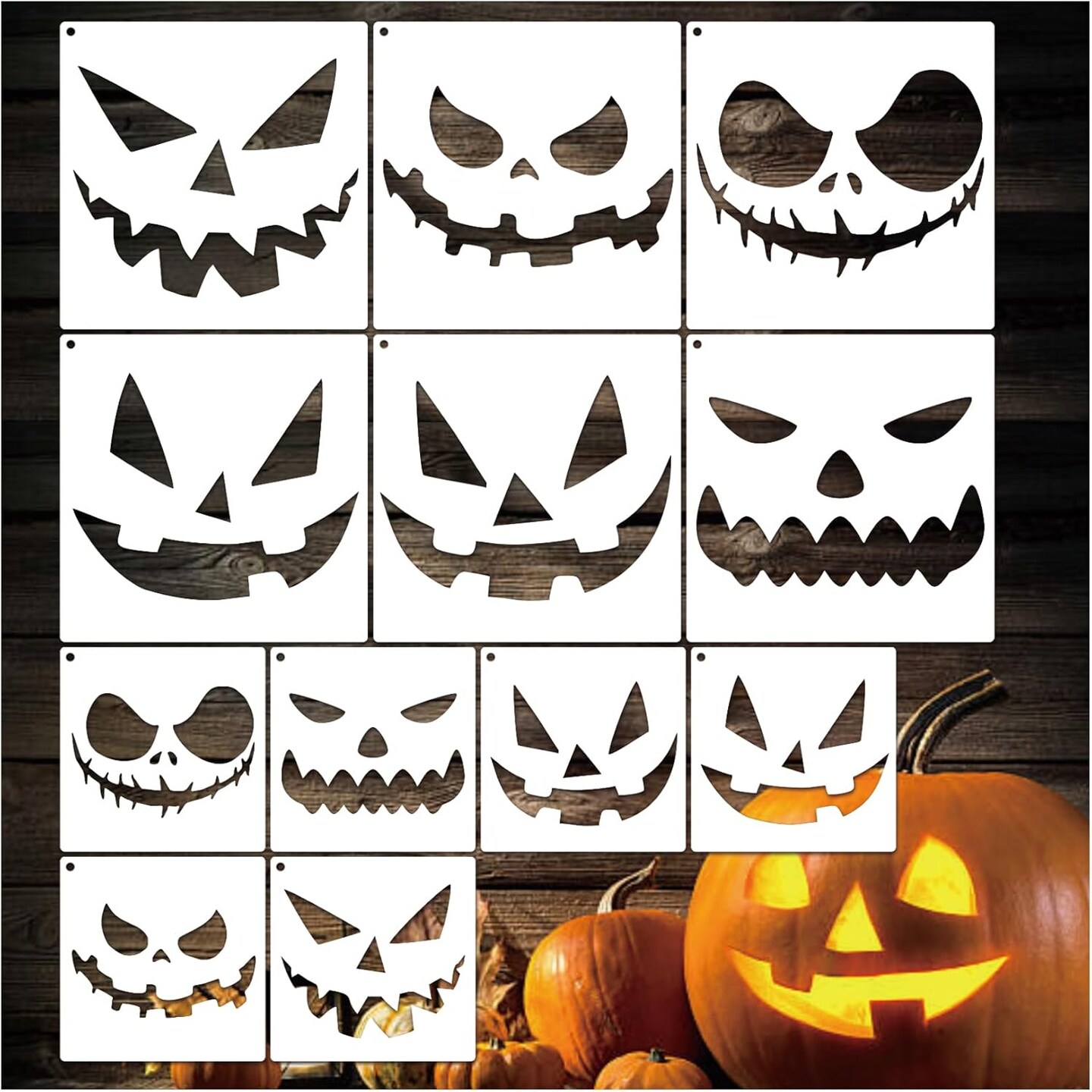 12 Pcs Halloween Pumpkin Carving Stencils(Halloween)