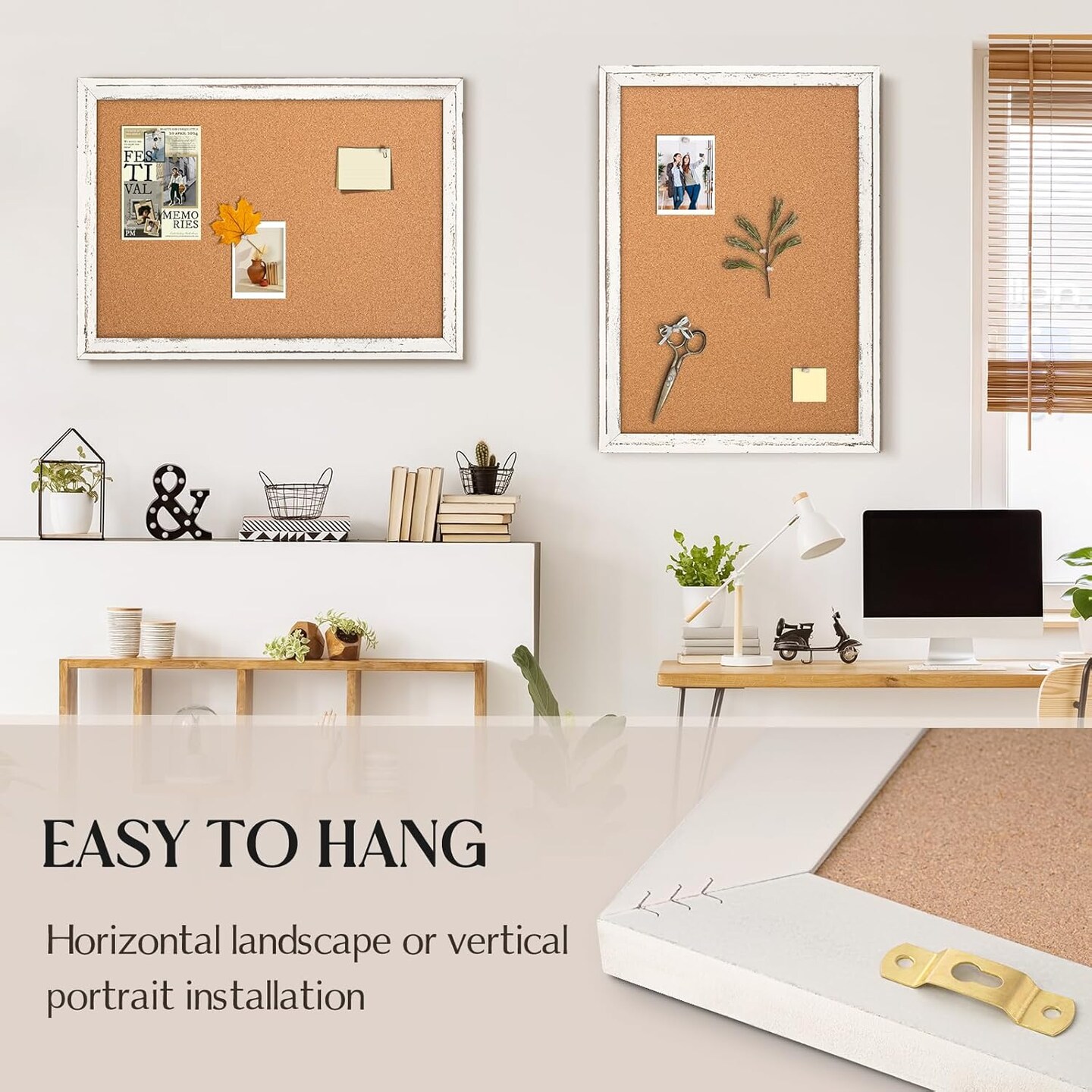 White Cork Board 24&#x22; x 18&#x22; Wooden Framed Corkboard(White Frame)