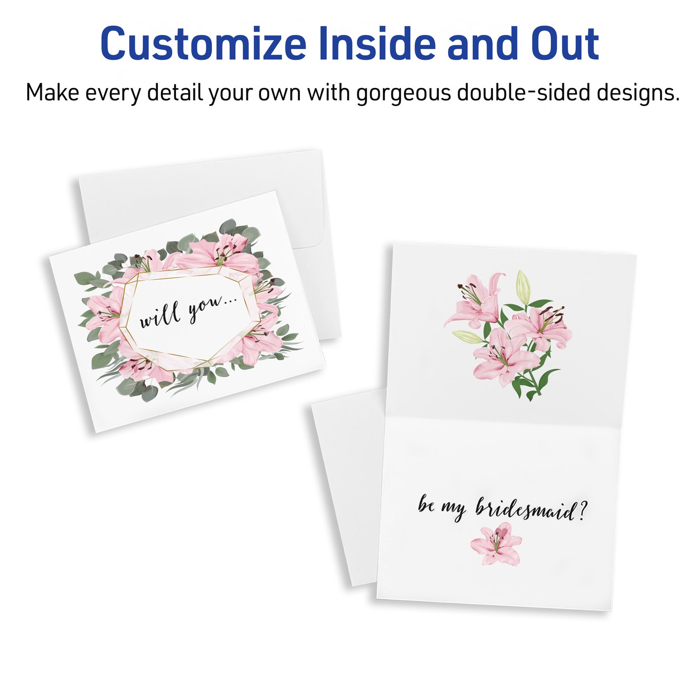 Avery Printable Note Cards, Envelopes Included, 4.25" x 5.5", Textured White, Laser & Inkjet Compatible, 50 Blank Cards Total (3379)