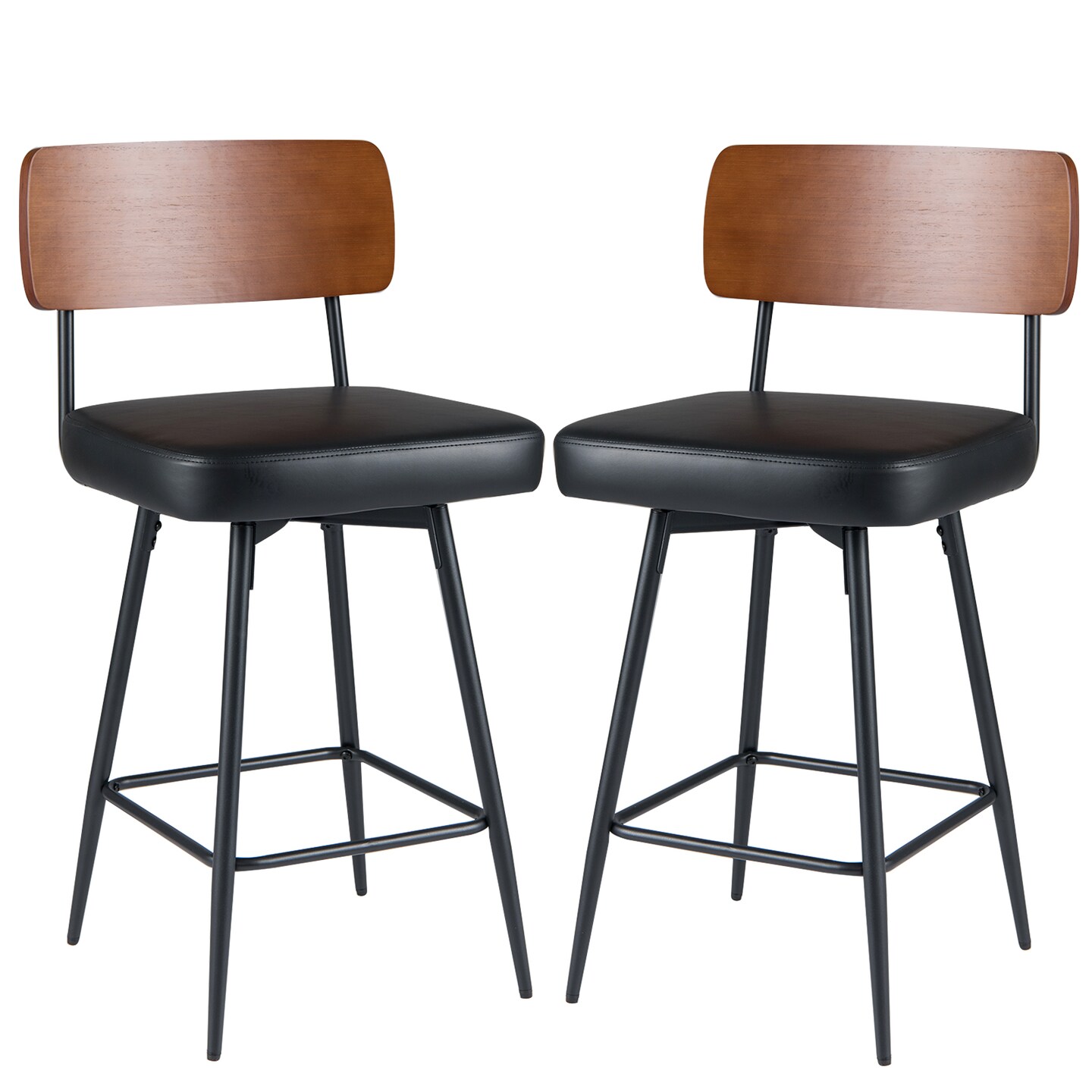 Set of 2 Counter Bar stools 27" with Padded Seat and Metal Legs