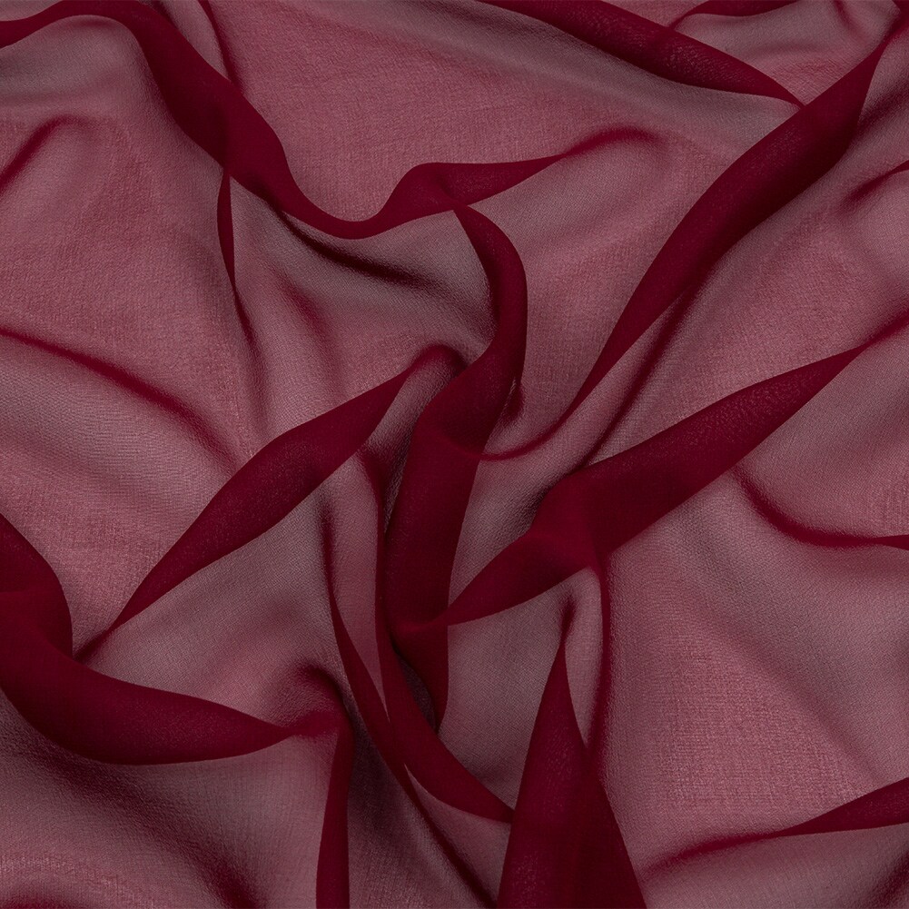 1 Yard Maroon Silk Chiffon Premium Solid Sheer Lightweight Fabric 44 Inch Width