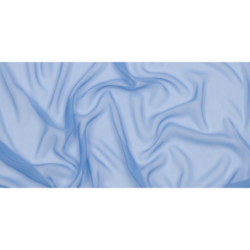 1 Yard Silk Chiffon Solid Regatta Blue Fabric Lightweight 44 Inch Width