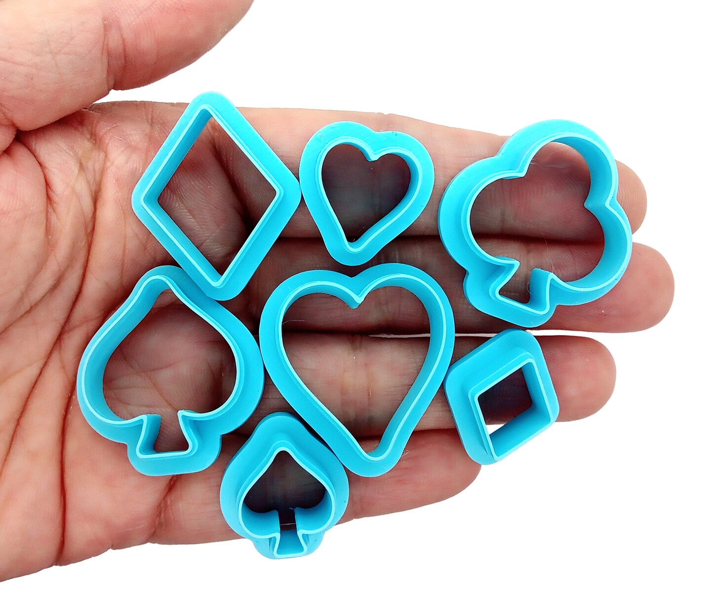 Card Suits Clay Cutters, 8 pc, Two Sizes of Hearts Clubs Spades & Diamonds, Adorabilities