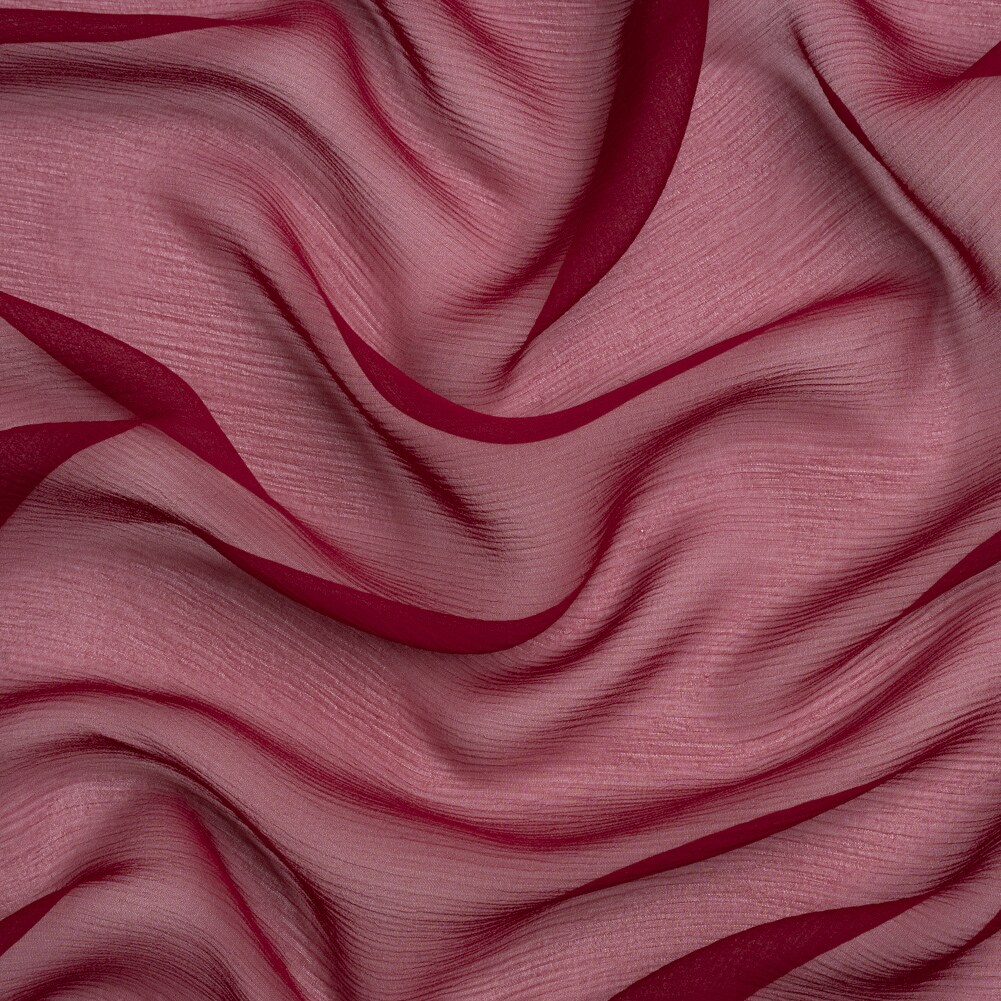 1 Yard Wine Crinkled Silk Premium Lightweight Chiffon Fabric 43" Wide