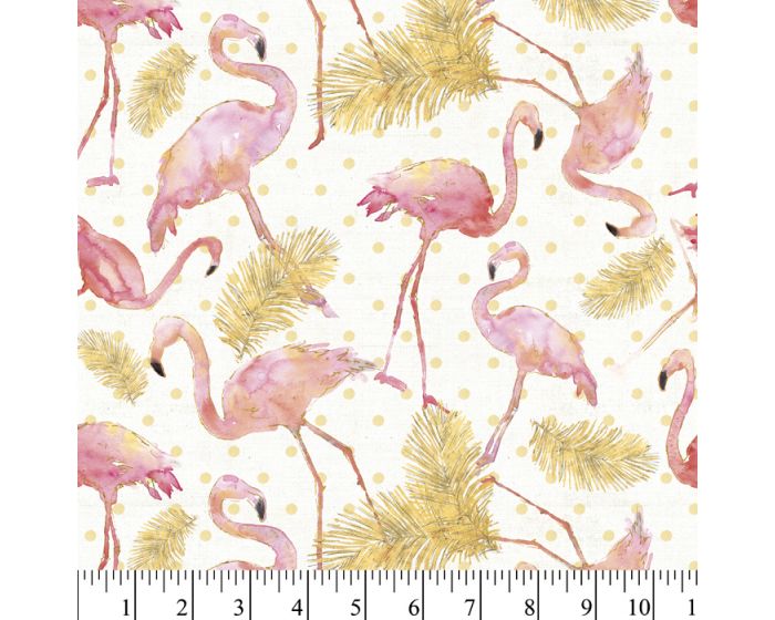 Flamingo Paradise Cotton Fabric | By the Yard | Sewing and Crafting | 44 inches wide