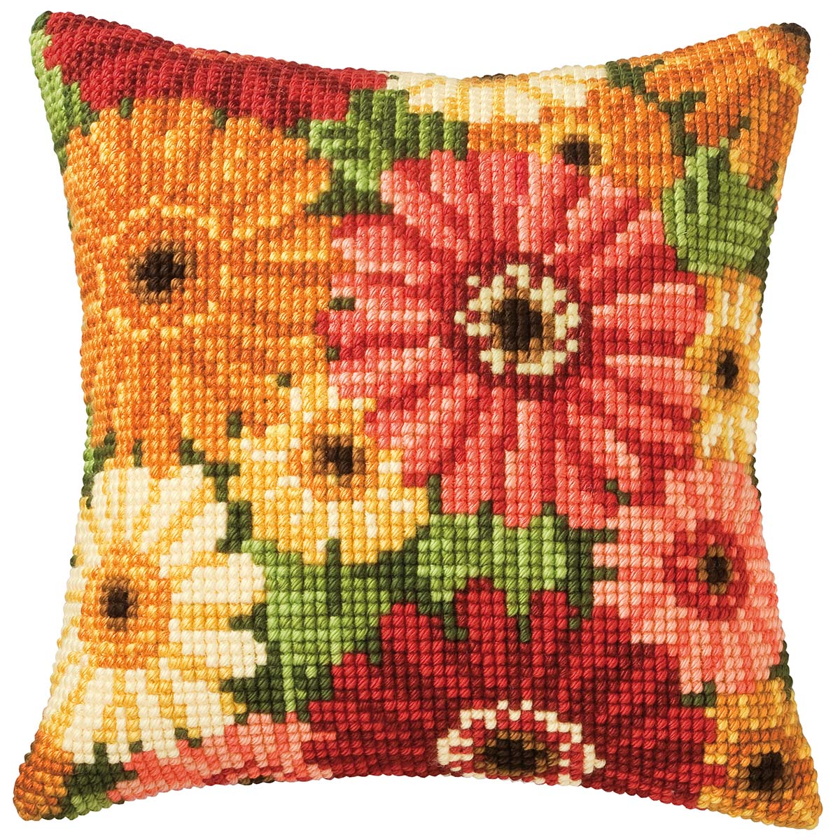 Vervaco  Summer Flowers Pillow Cover Needlepoint Kit