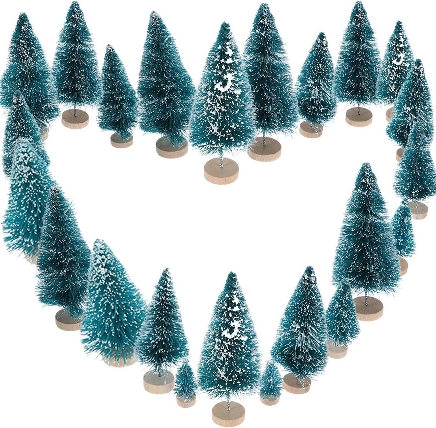 45 Pieces Mini Sisal Snow Frost Trees Tabletop (Blue-green, White) 6.3"D x 9.06"W x 0.79"H