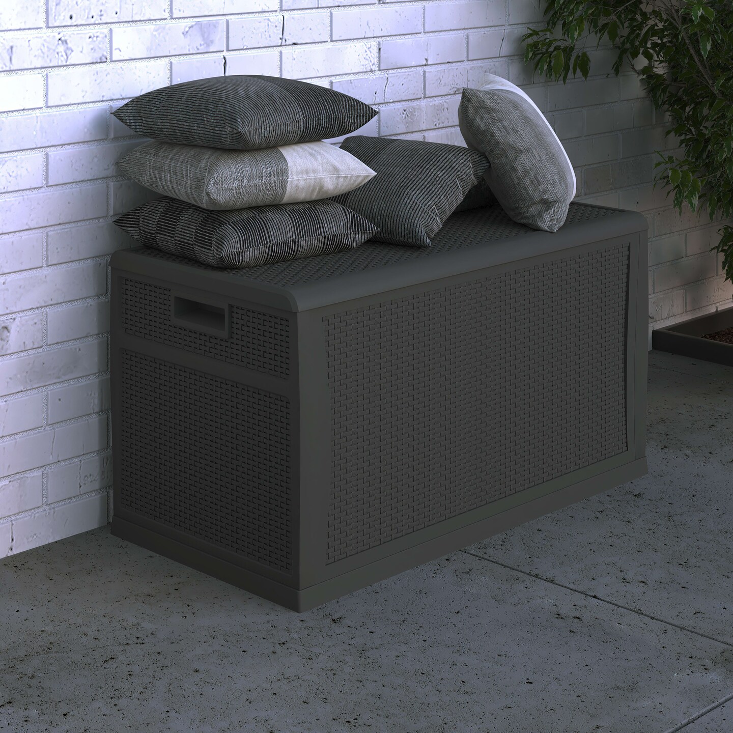 Merrick Lane 120 Gallon Weather Resistant Outdoor Storage Box for Decks, Patios, Poolside and More