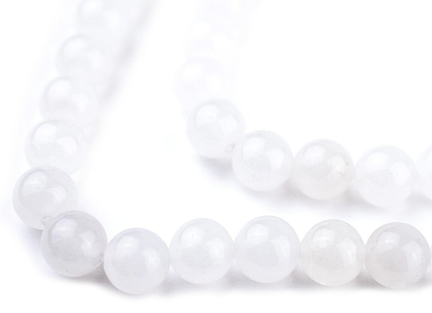The Bead Chest Round White Jade Beads (8mm): Organic Gemstone Round Spherical Energy Stone Healing Power Crystal for Jewelry Bracelet Mala Necklace Making