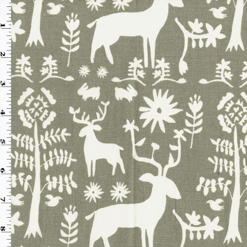 Gray/White Premier Deer/Tree Printed Canvas Decor Fabric By the Yard