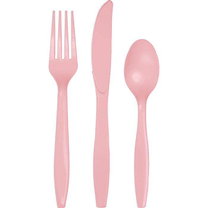 Classic Pink Assorted Plastic Cutlery (24/Pkg)