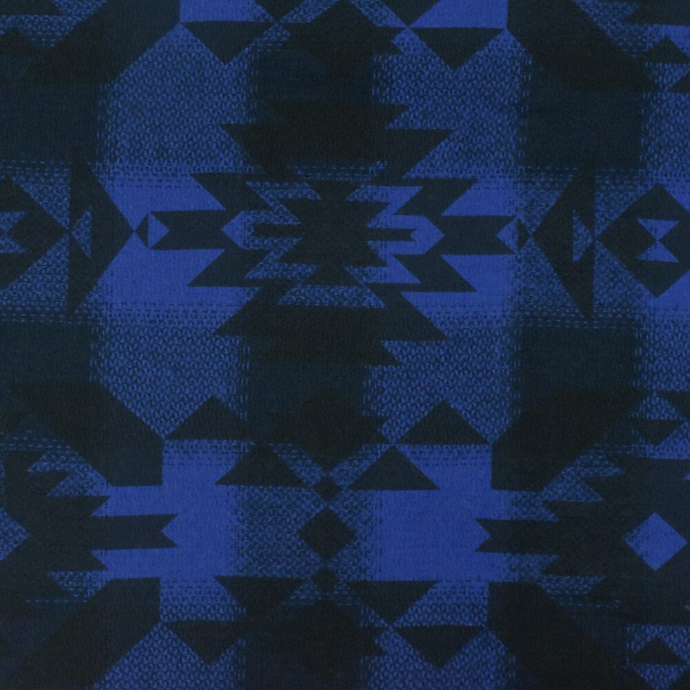 Blue-Black Tribal Printed Cotton Check Dobby Woven Fabric By the Yard